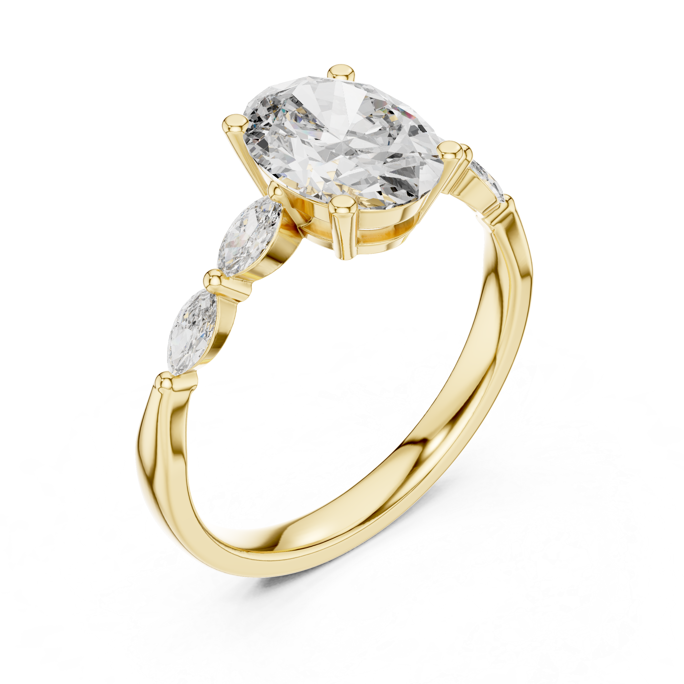 Muur Atelier Solid Gold Oval Diamond with Marquise Vine Accents