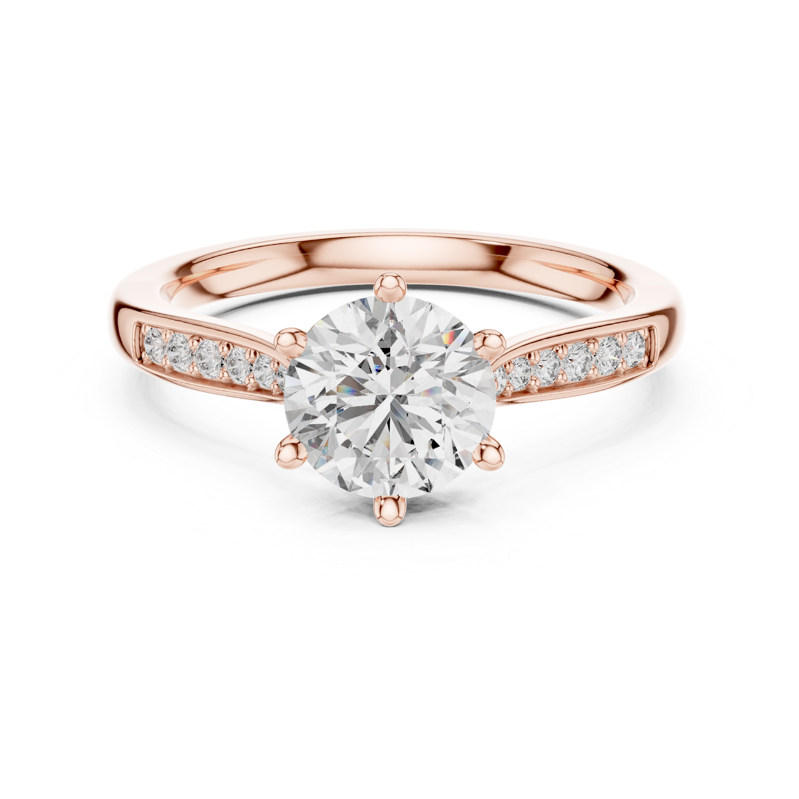 Muur Atelier Solid Gold Round Brilliant Solitaire with Tapered Pavé Band