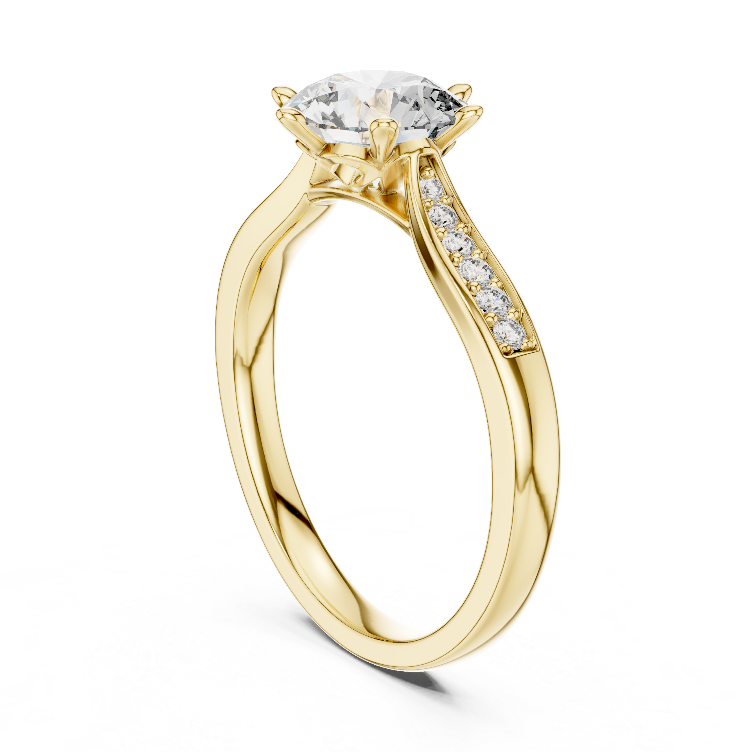 Muur Atelier Solid Gold Round Brilliant Solitaire with Tapered Pavé Band