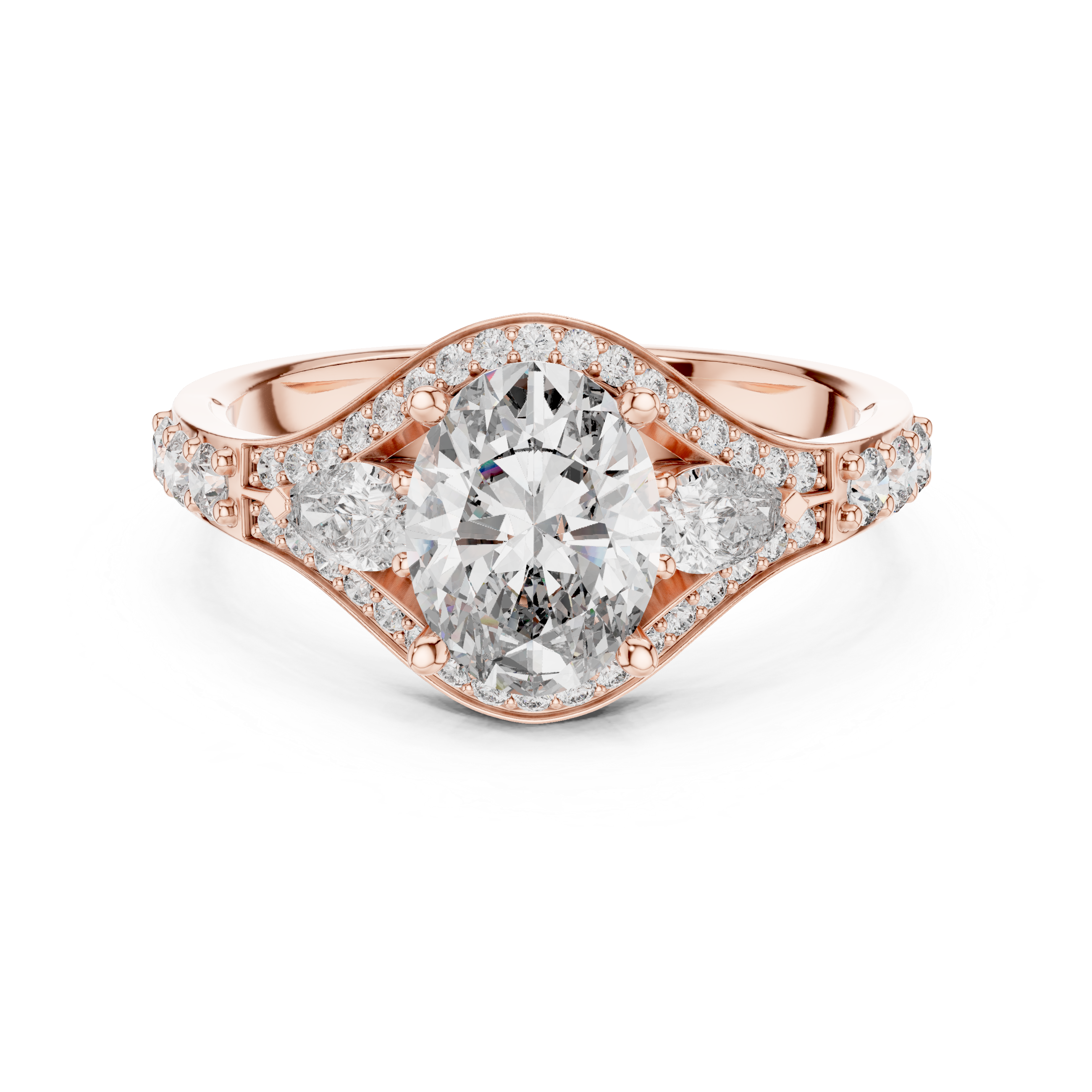 Muur Atelier Solid Gold Oval Three-Stone with Pear Accents & Split Shank