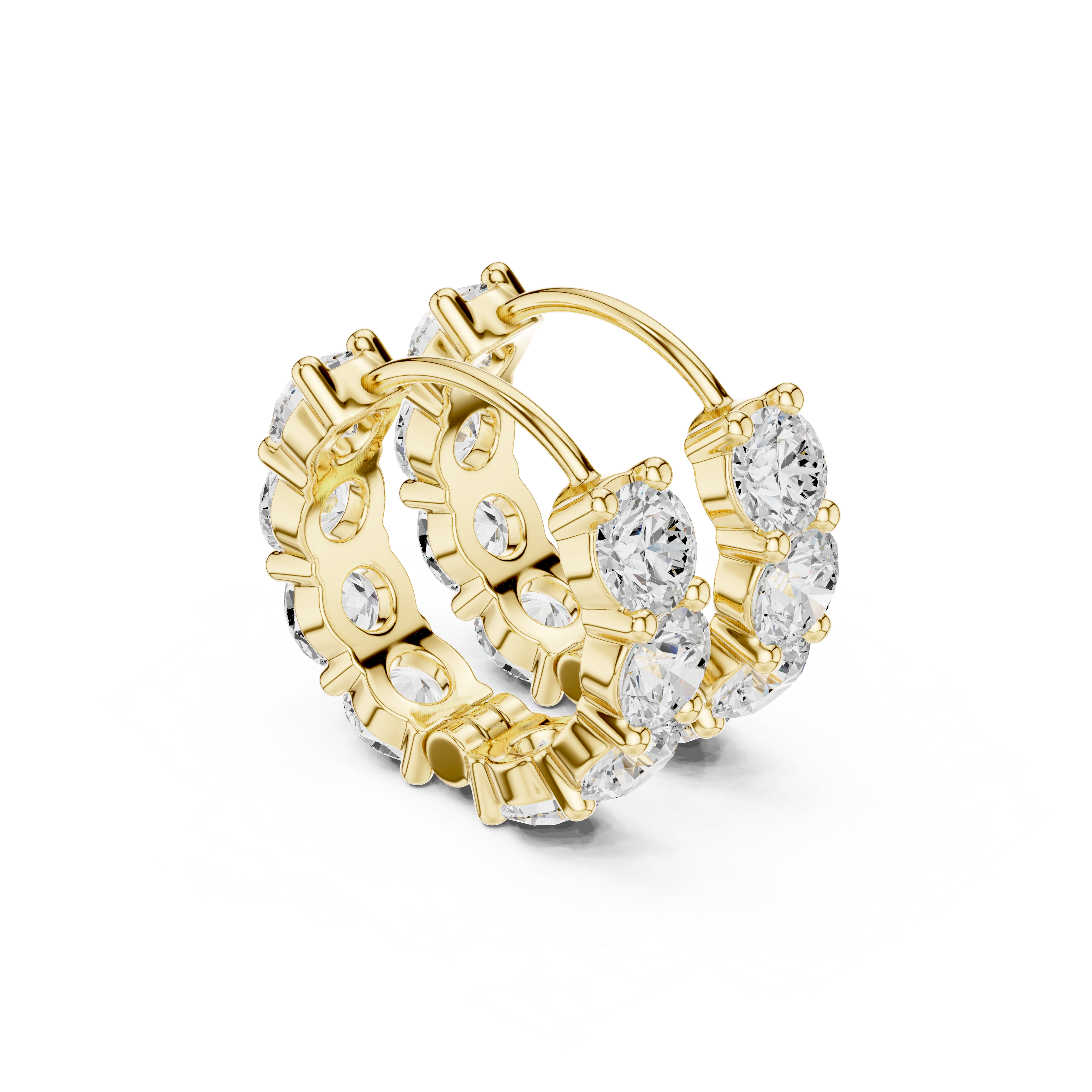 Muur Atelier Solid Gold Modern High-Carat Prong-Set Diamond Hoops