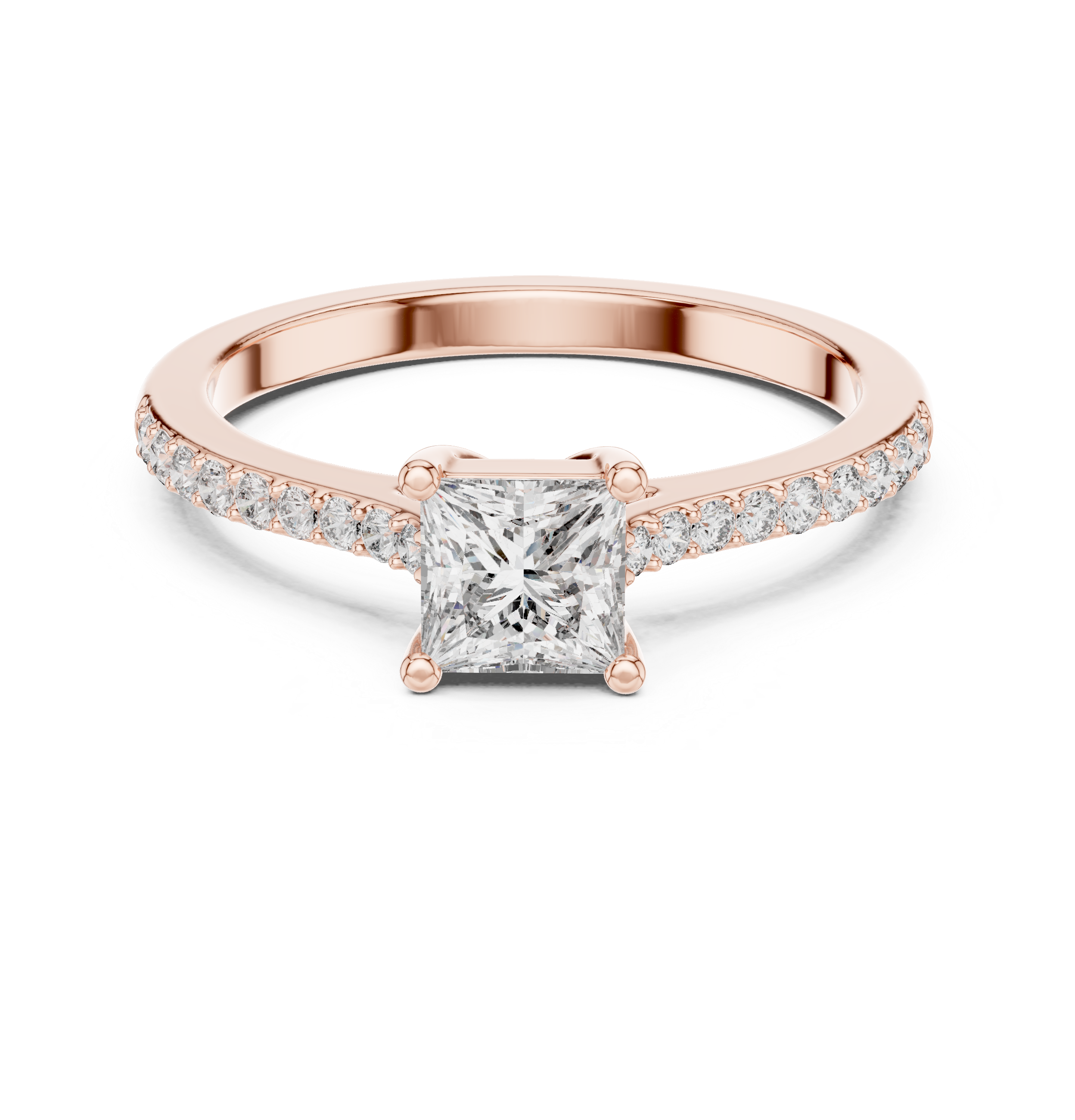 Princess Solitaire with Pavé Band