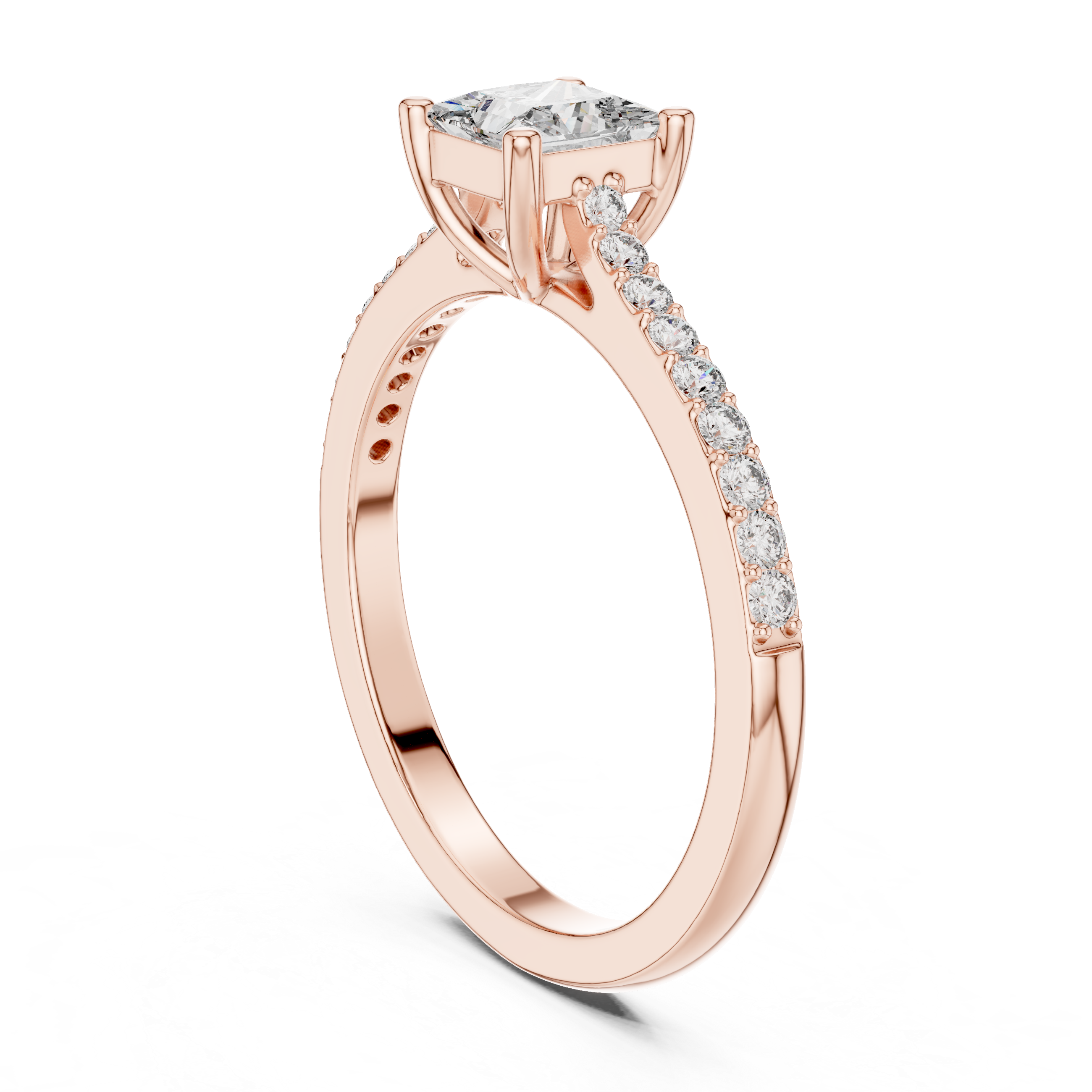 Princess Solitaire with Pavé Band
