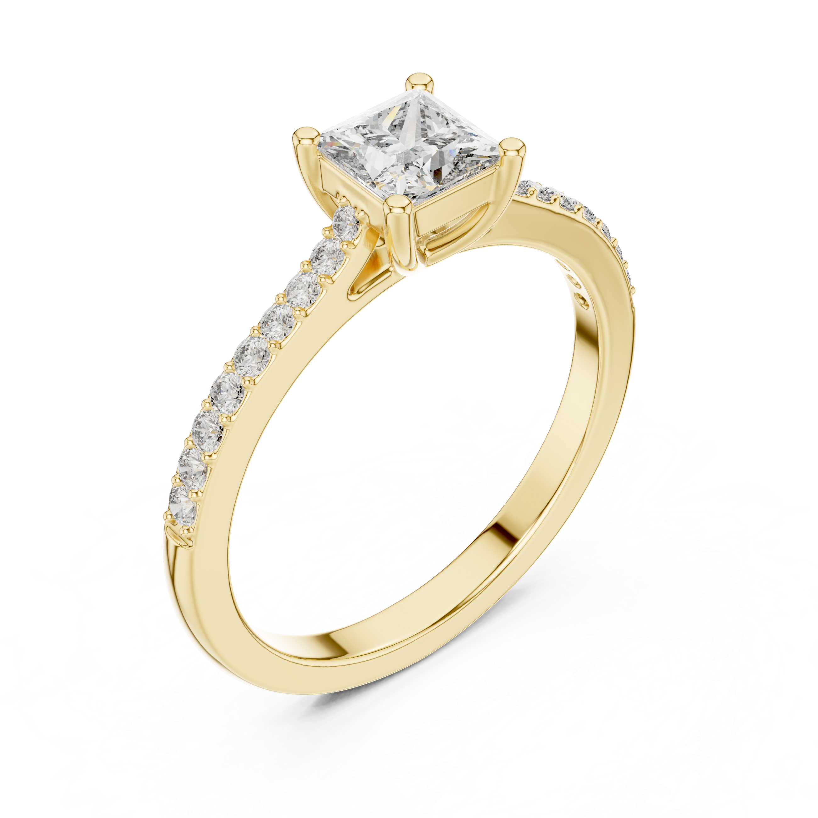 Princess Solitaire with Pavé Band