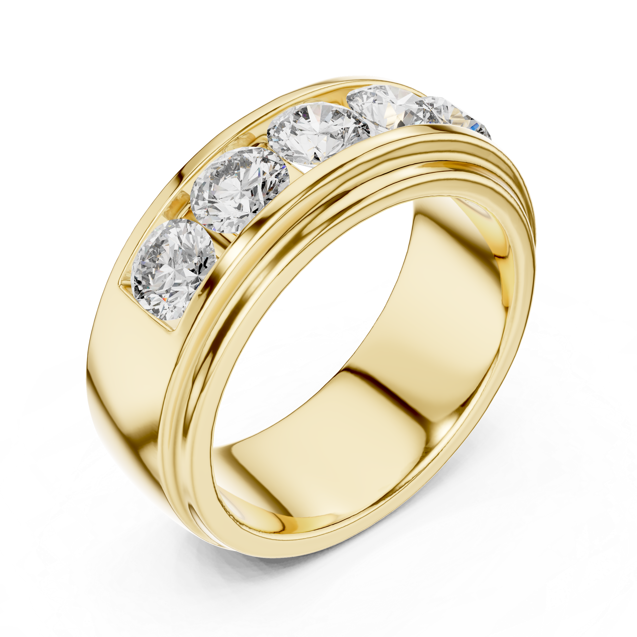 Muur Atelier Solid Gold Five-Stone Channel Set Wide Diamond Band