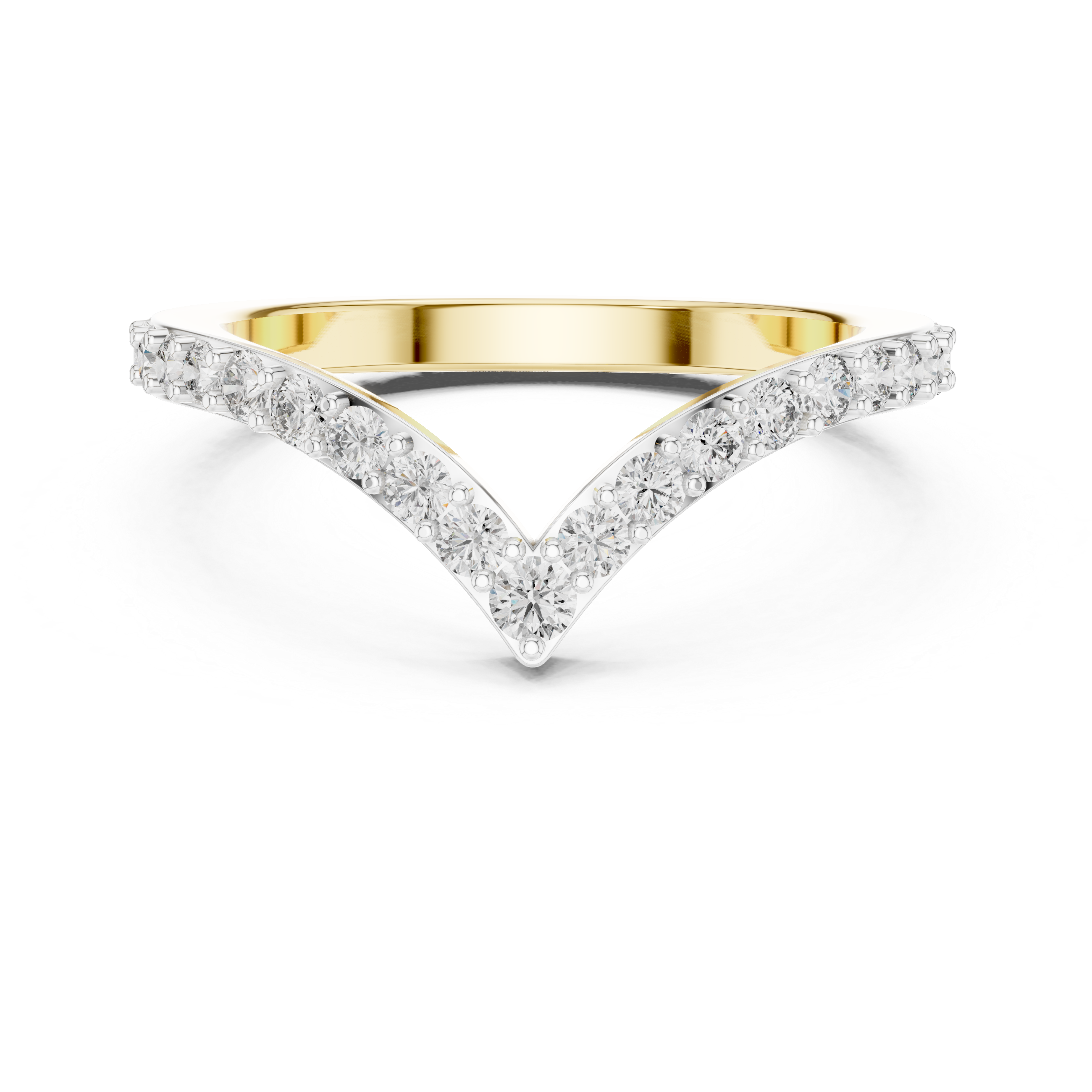 Muur Atelier Solid Gold Diamond Chevron Stacking Band