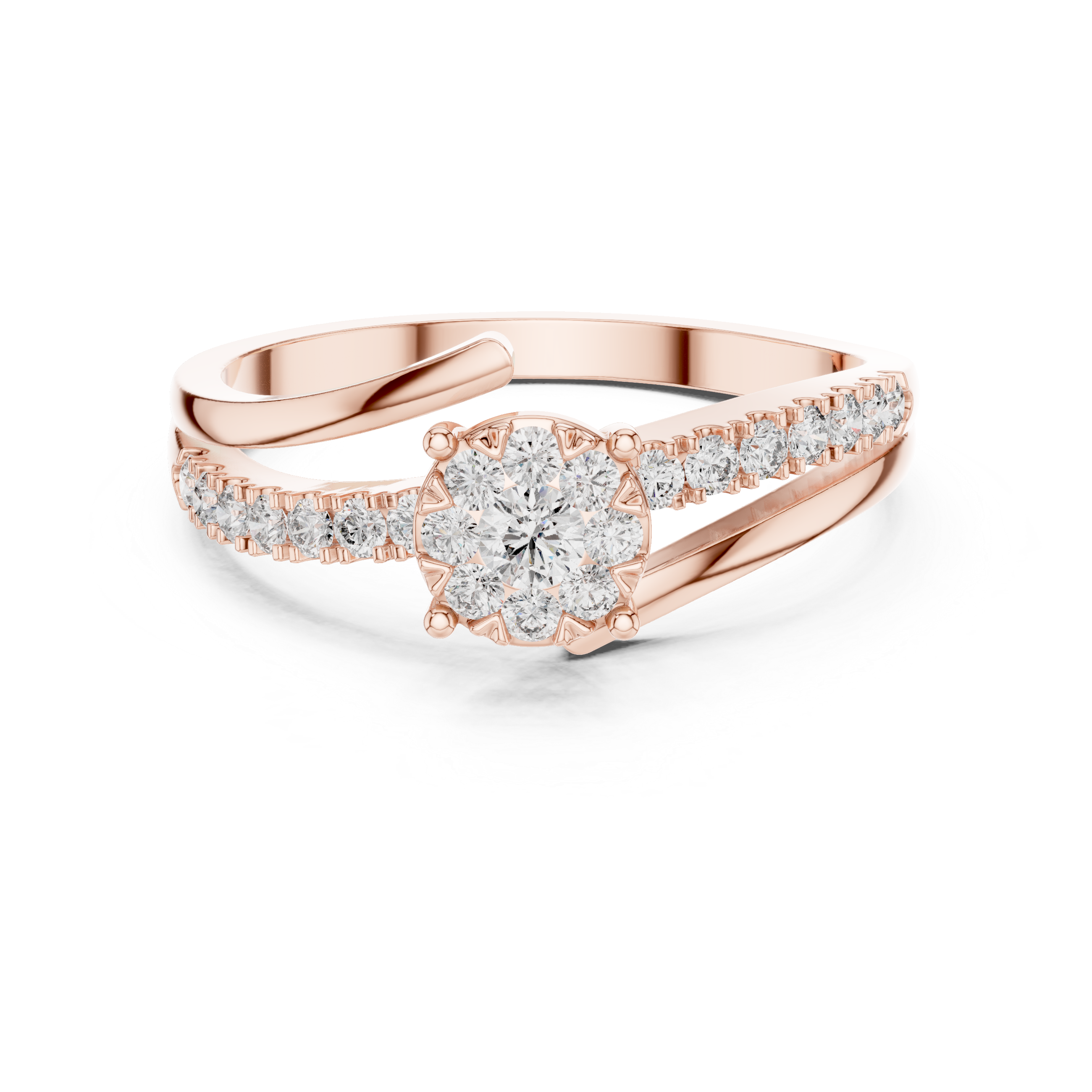 Muur Atelier Solid Gold Floral Cluster Bypass Diamond Engagement Ring