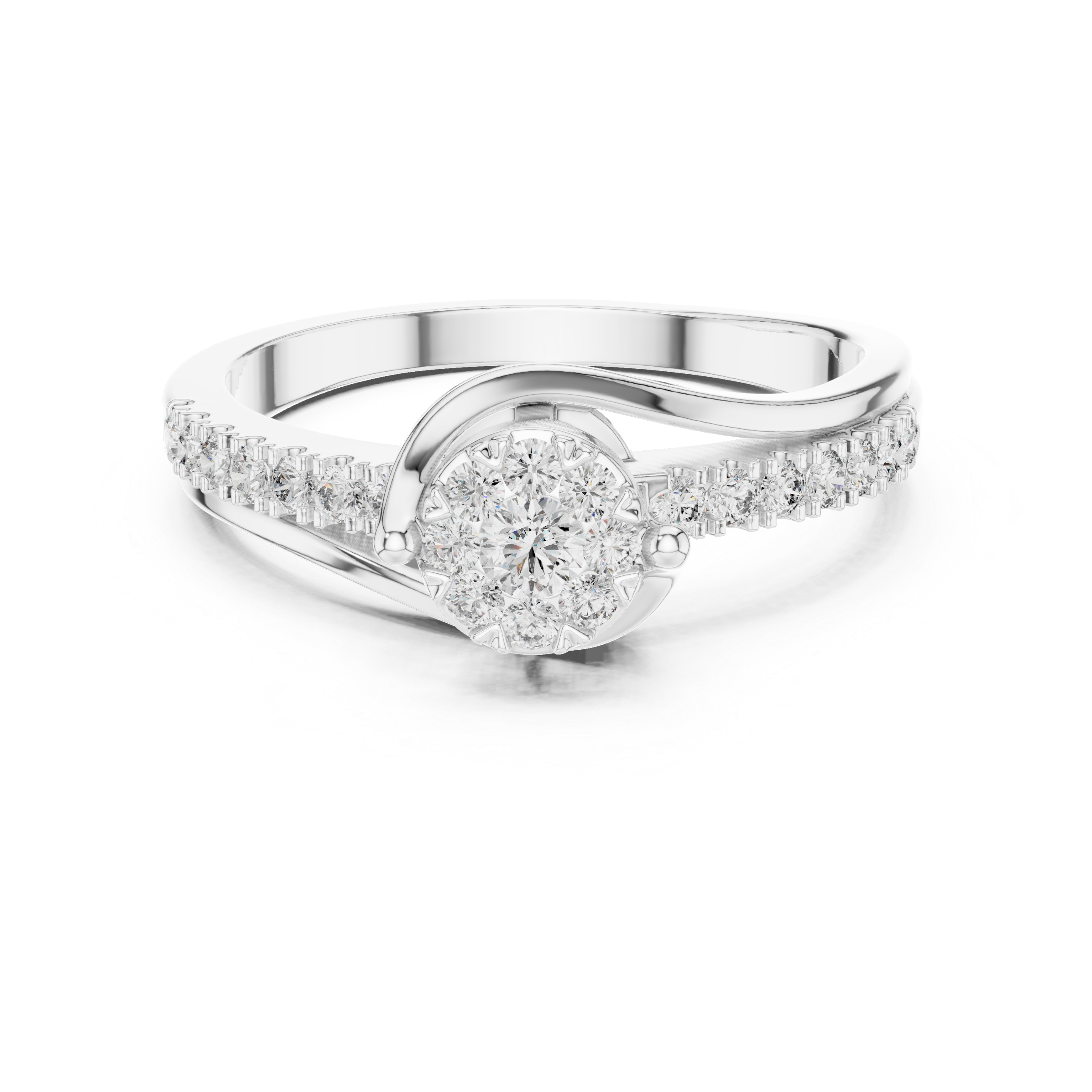 Muur Atelier Solid Gold Floral Cluster Bypass Diamond Engagement Ring