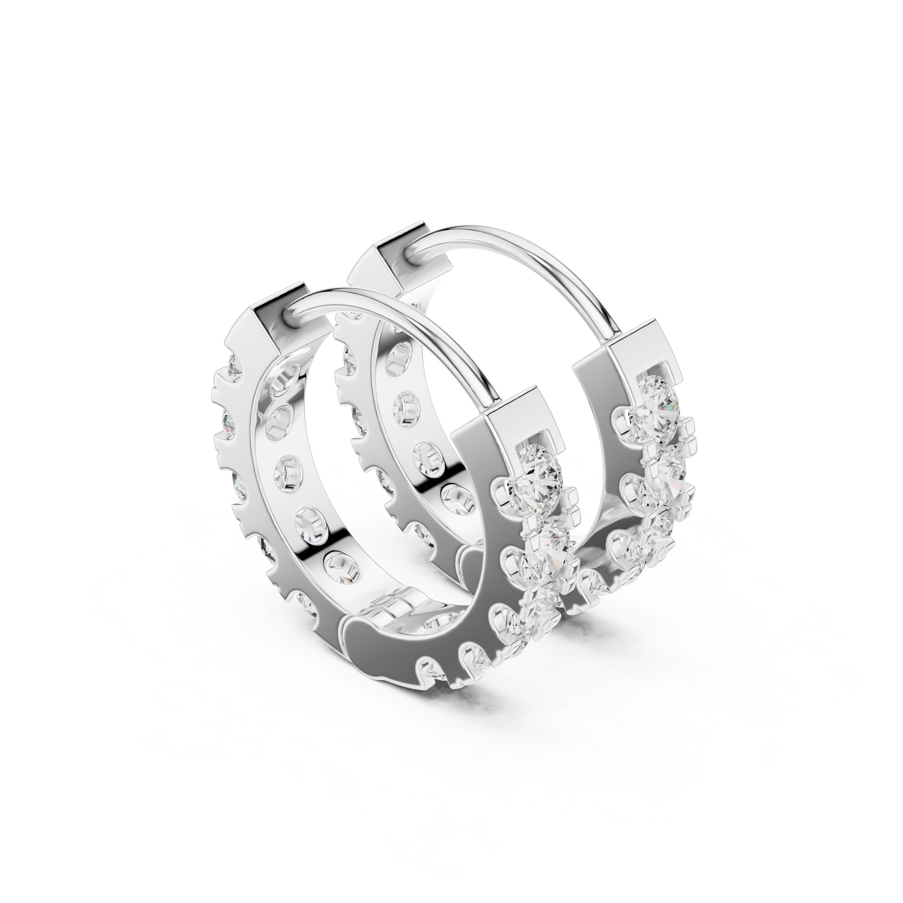 Muur Atelier Solid Gold Modern Architectural Diamond Hoops