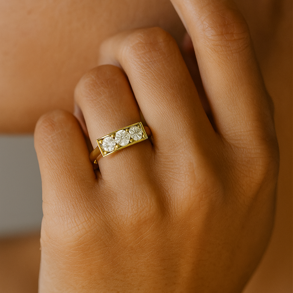 Three-Round Diamond Bar Ring