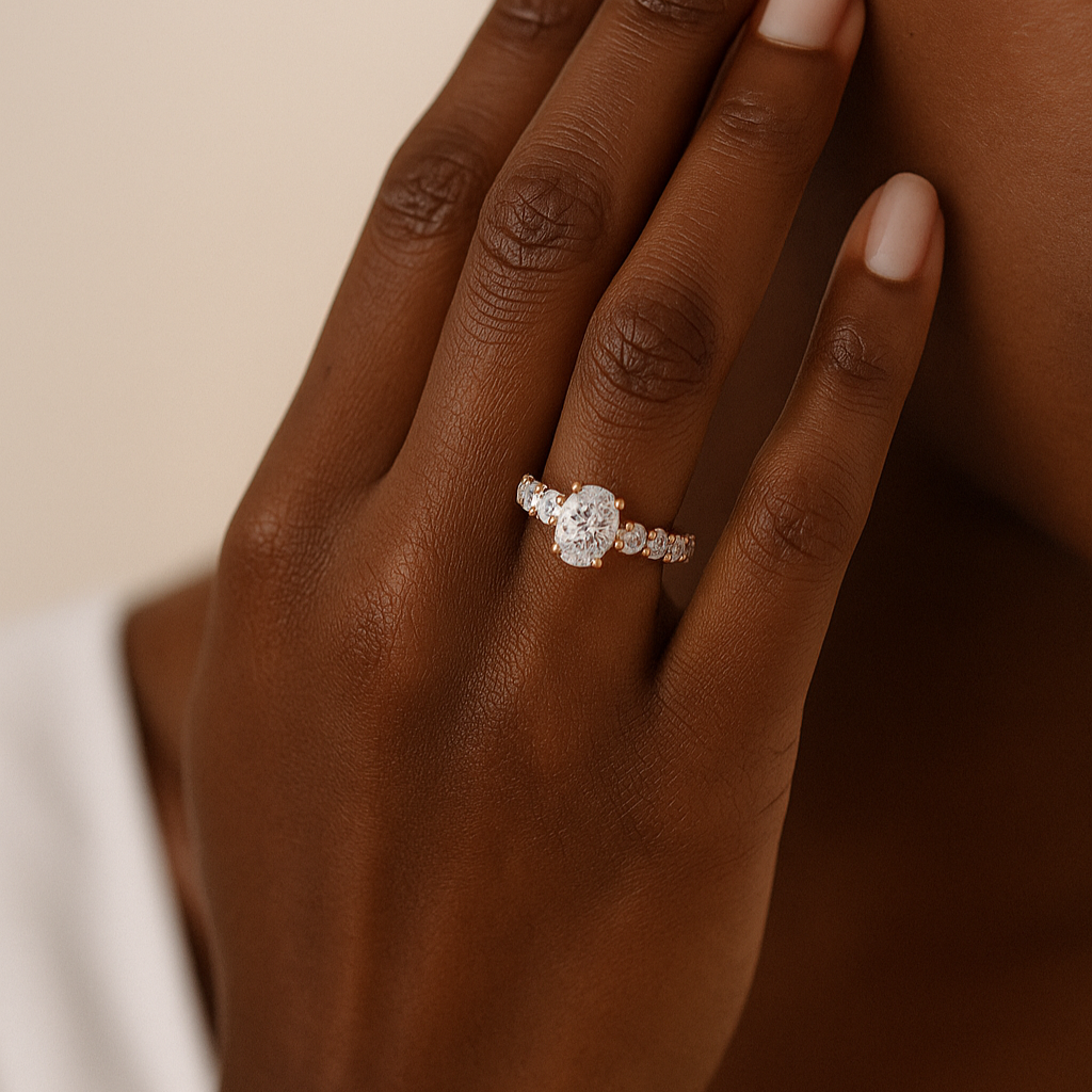 Oval & Round Graduated Collet Ring