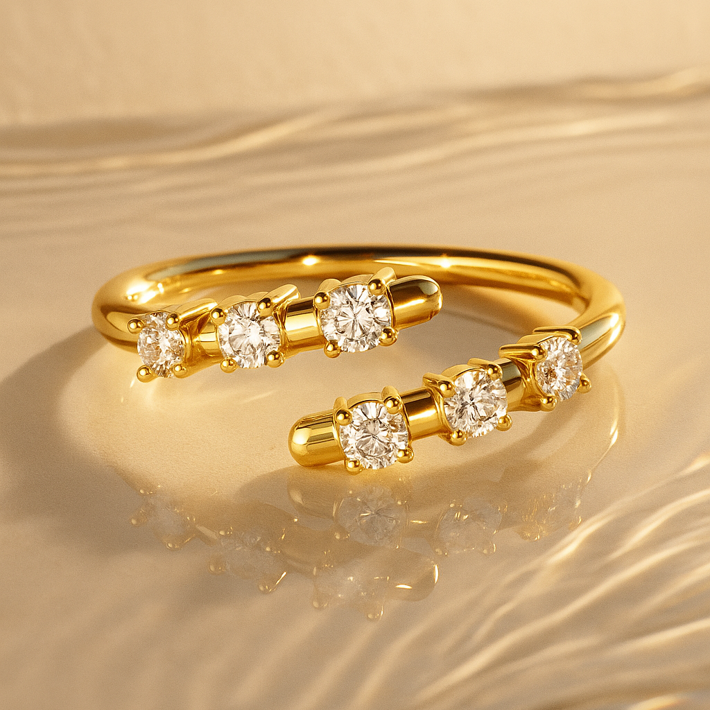 Open Bypass Collet Ring, Round Diamonds