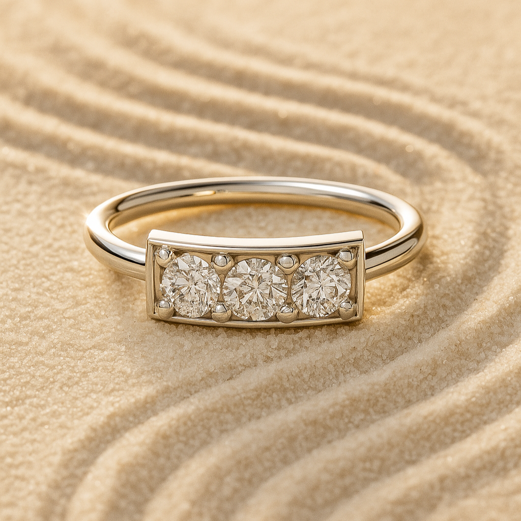 Three-Round Diamond Bar Ring