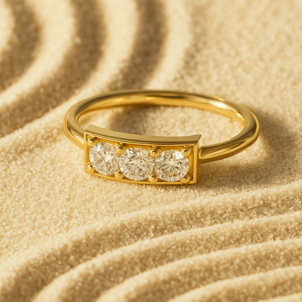 Three-Round Diamond Bar Ring
