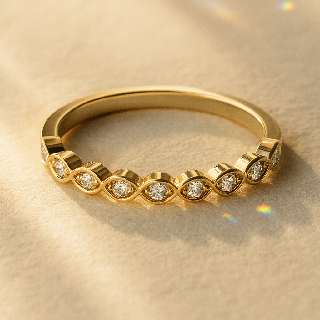 Marquise-Station Bezel Diamond Band