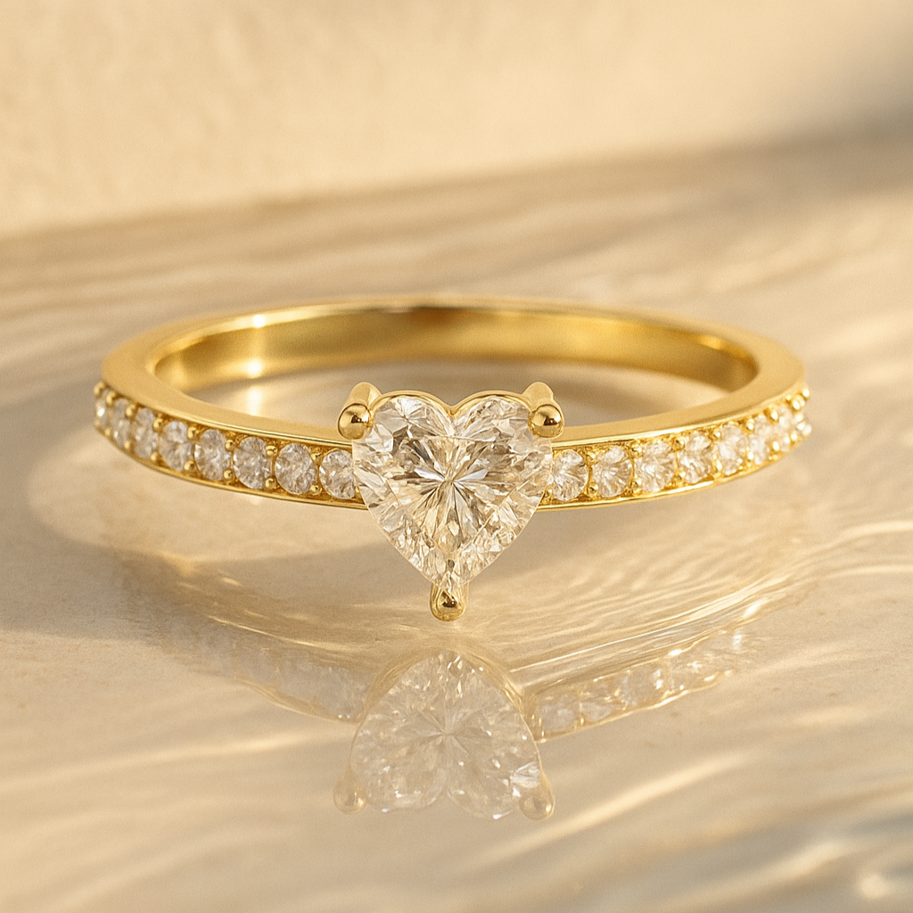 Heart Solitaire with Pavé Band