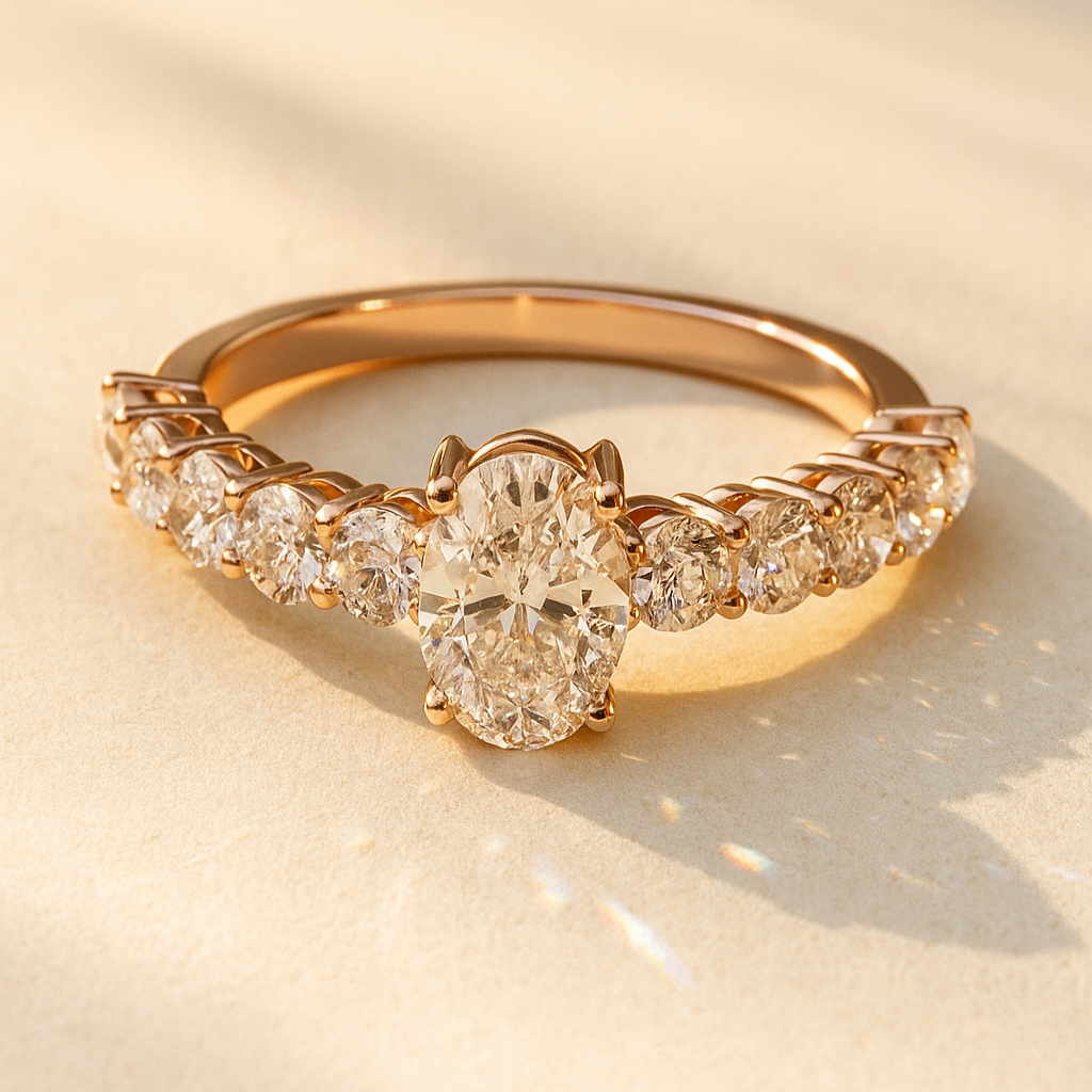 Oval & Round Graduated Collet Ring