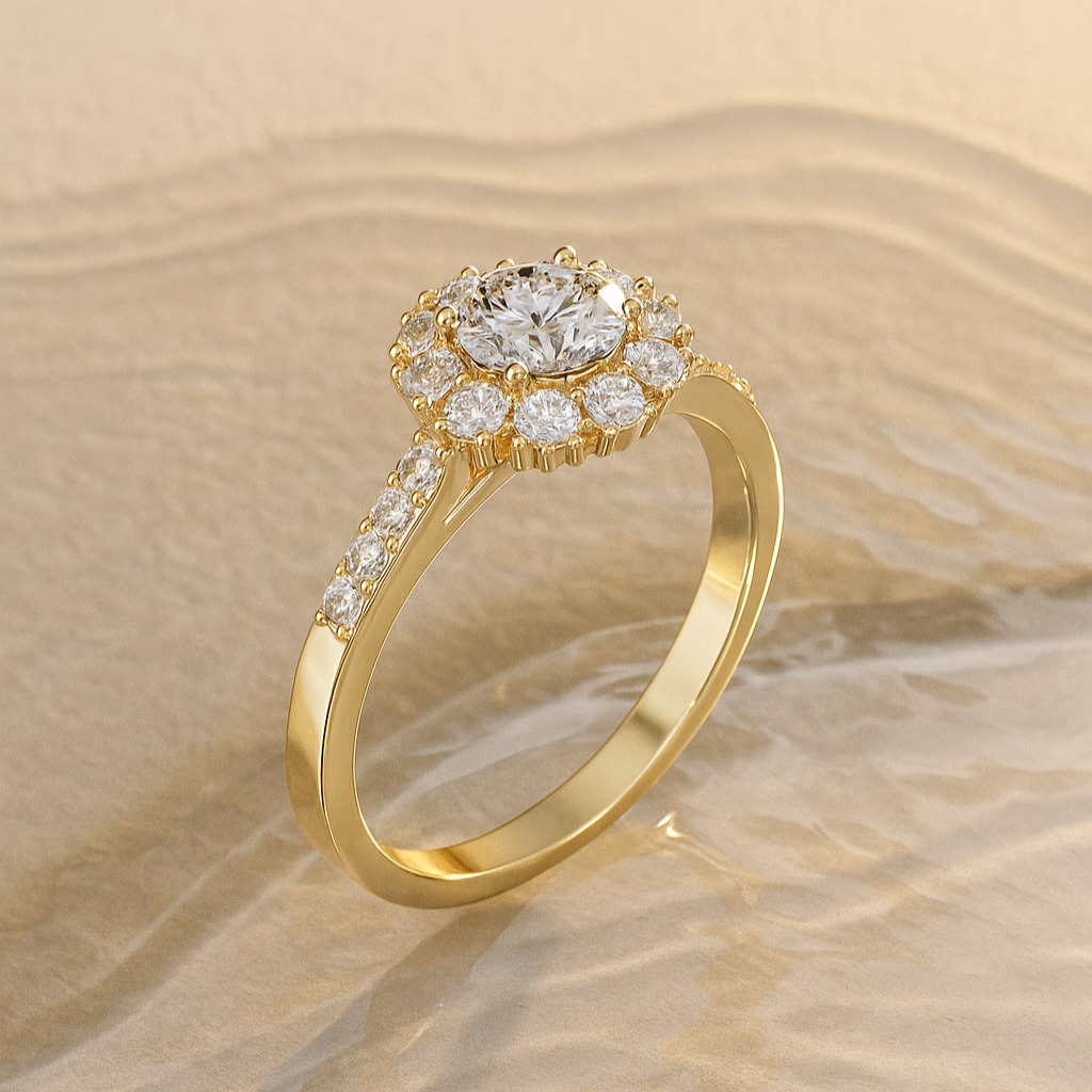 Round Halo Cathedral Ring