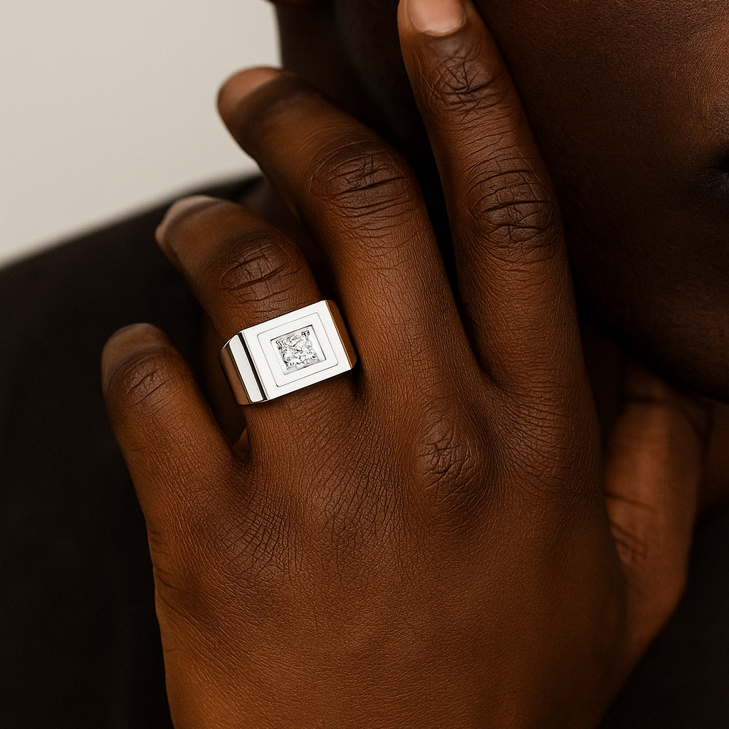 Cushion Collet Signet Ring