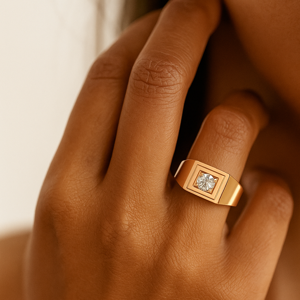 Cushion Collet Signet Ring