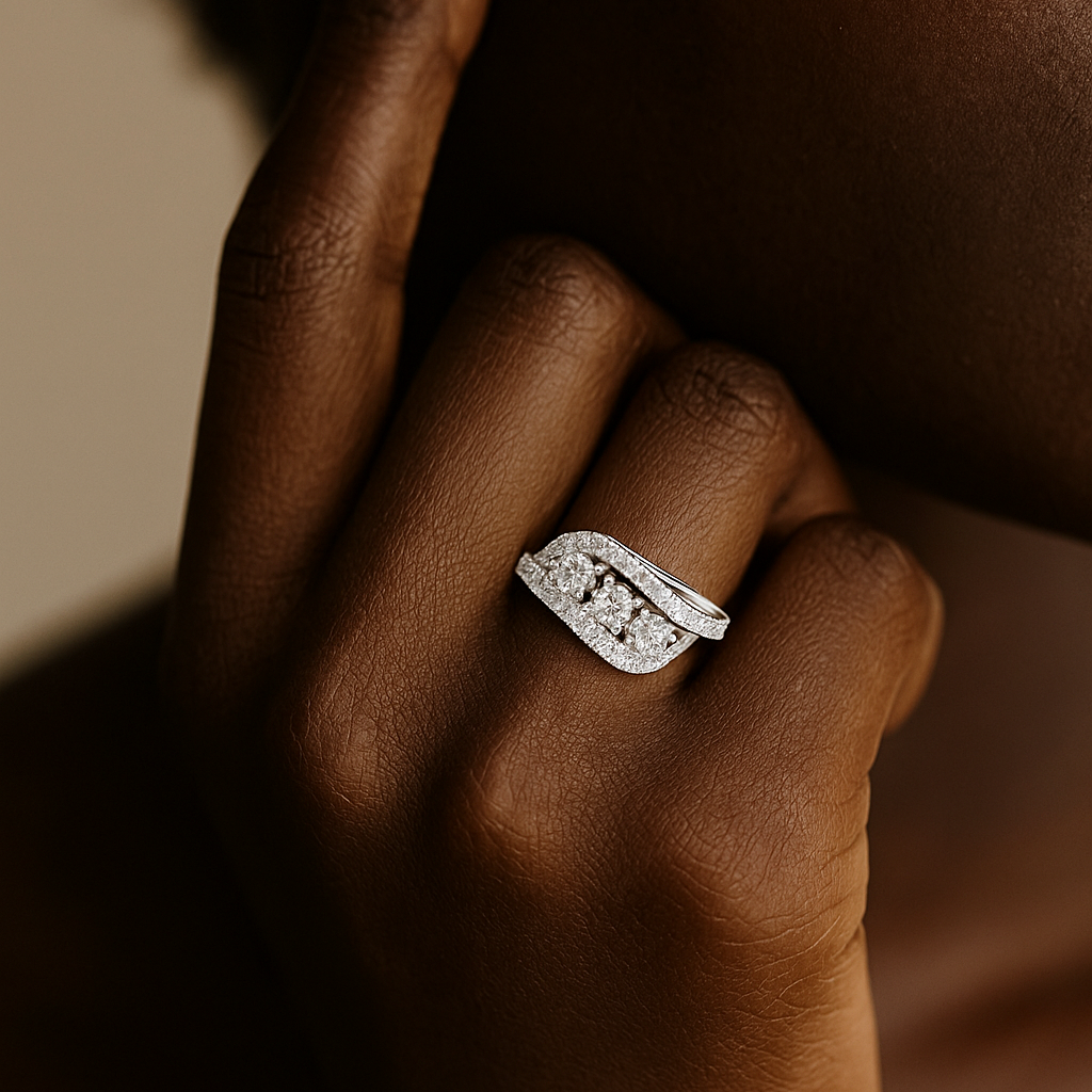 Three-Stone Round Collet Ring