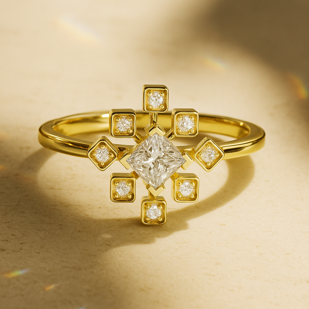 Princess Cut Collet Cluster Ring