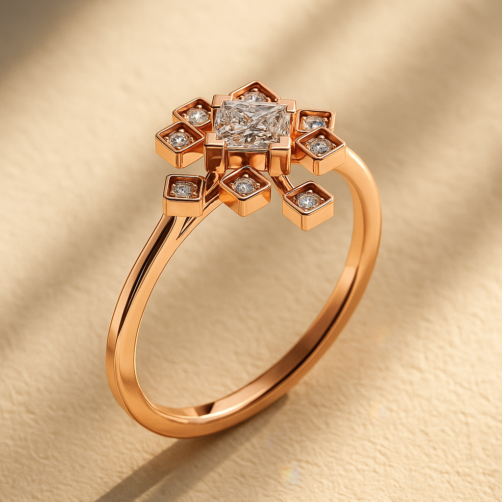 Princess Cut Collet Cluster Ring