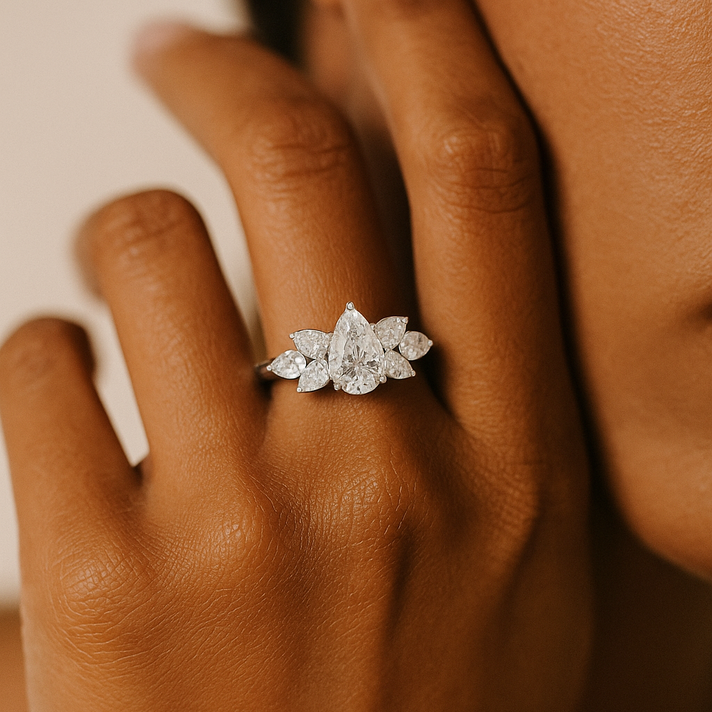 Pear Cluster Collet Ring