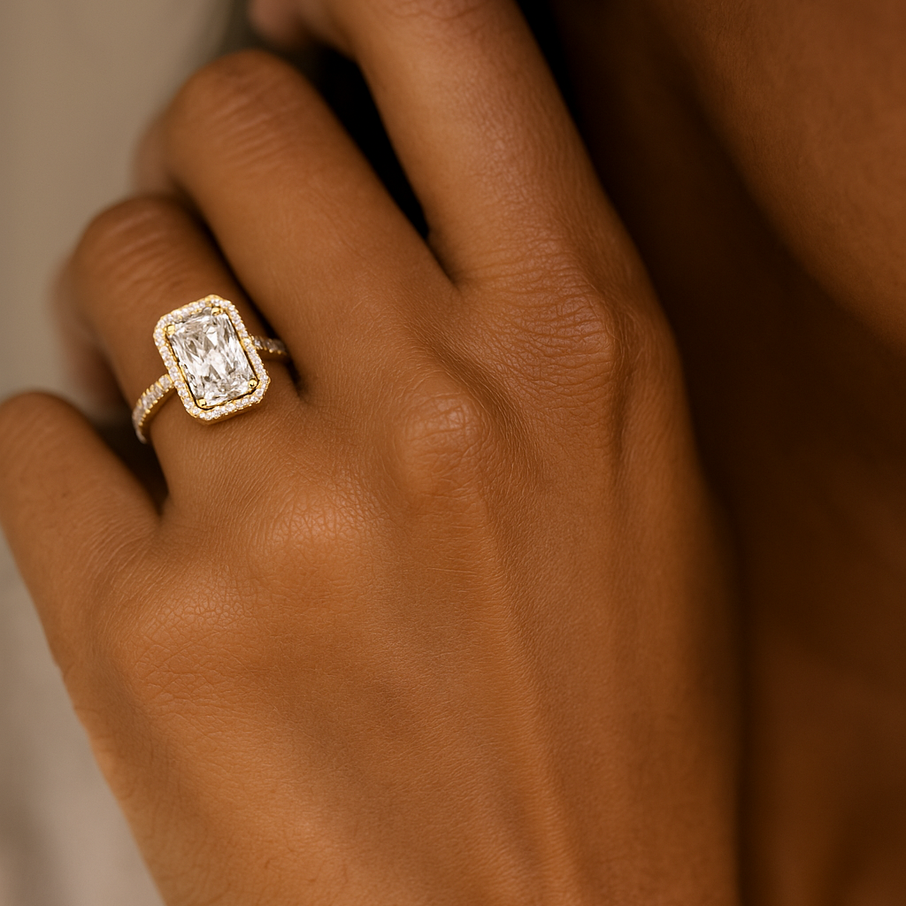 Radiant Halo Engagement Ring