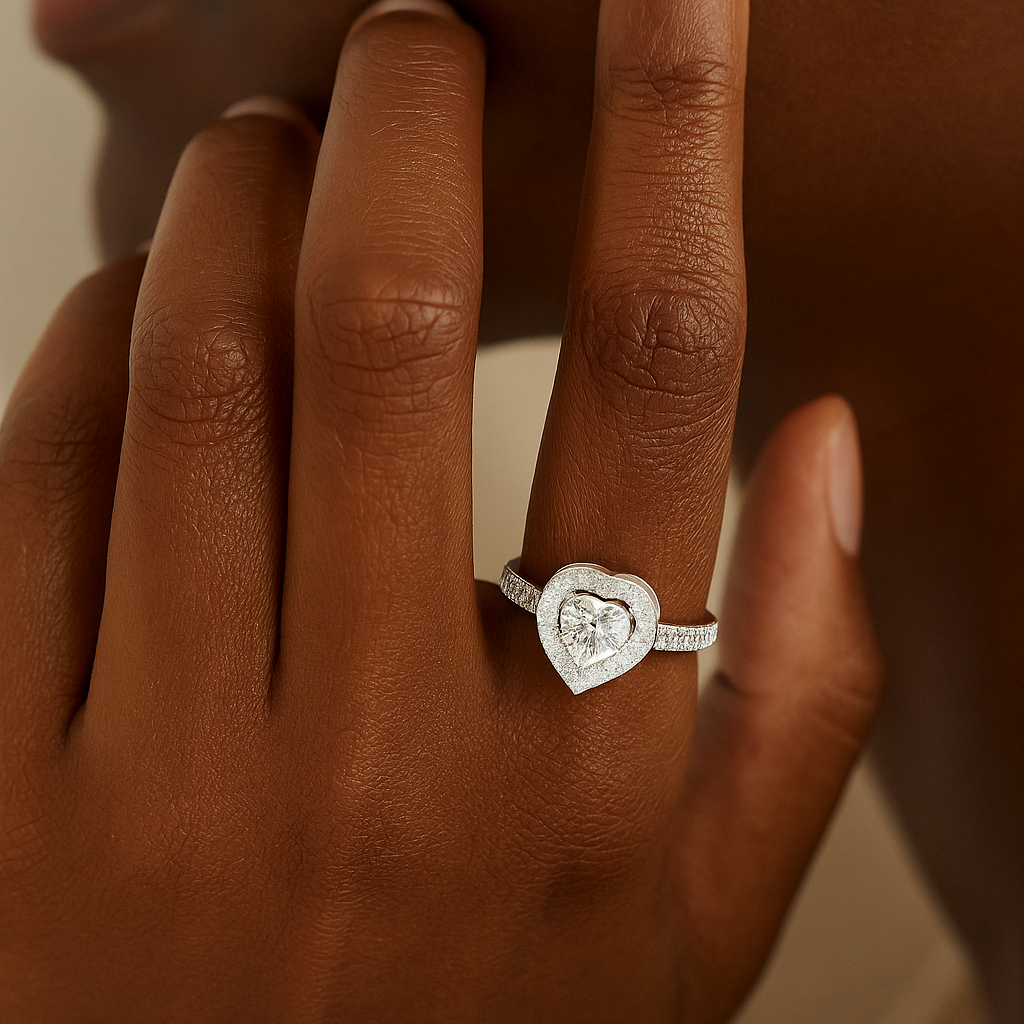 Heart Halo U-cut Pave Ring