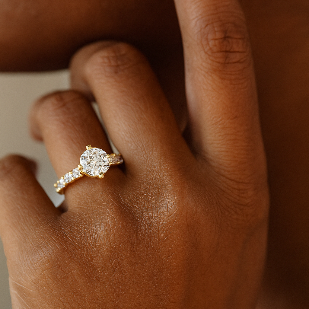 Round Hidden-Halo Pavé Ring