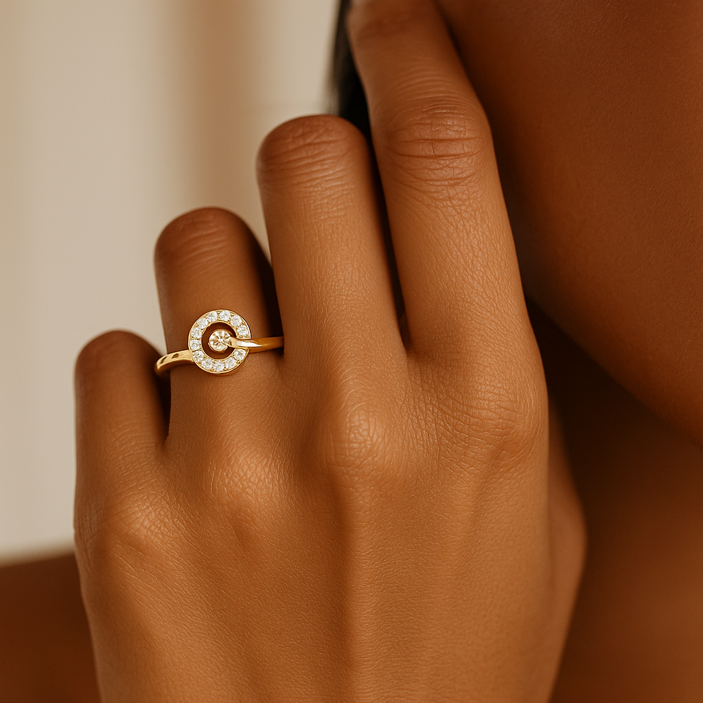 Round Halo Swirl Ring, Prong & Collet