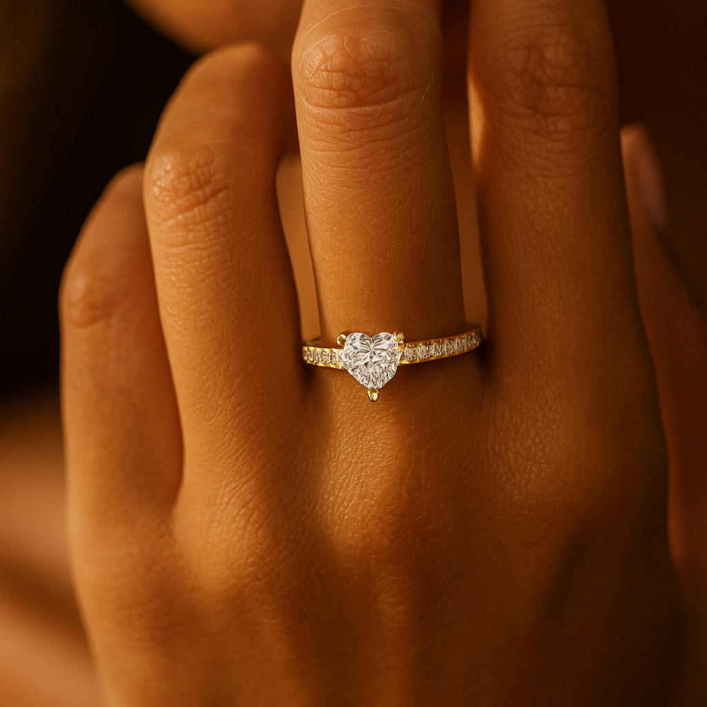 Heart Solitaire with Pavé Band