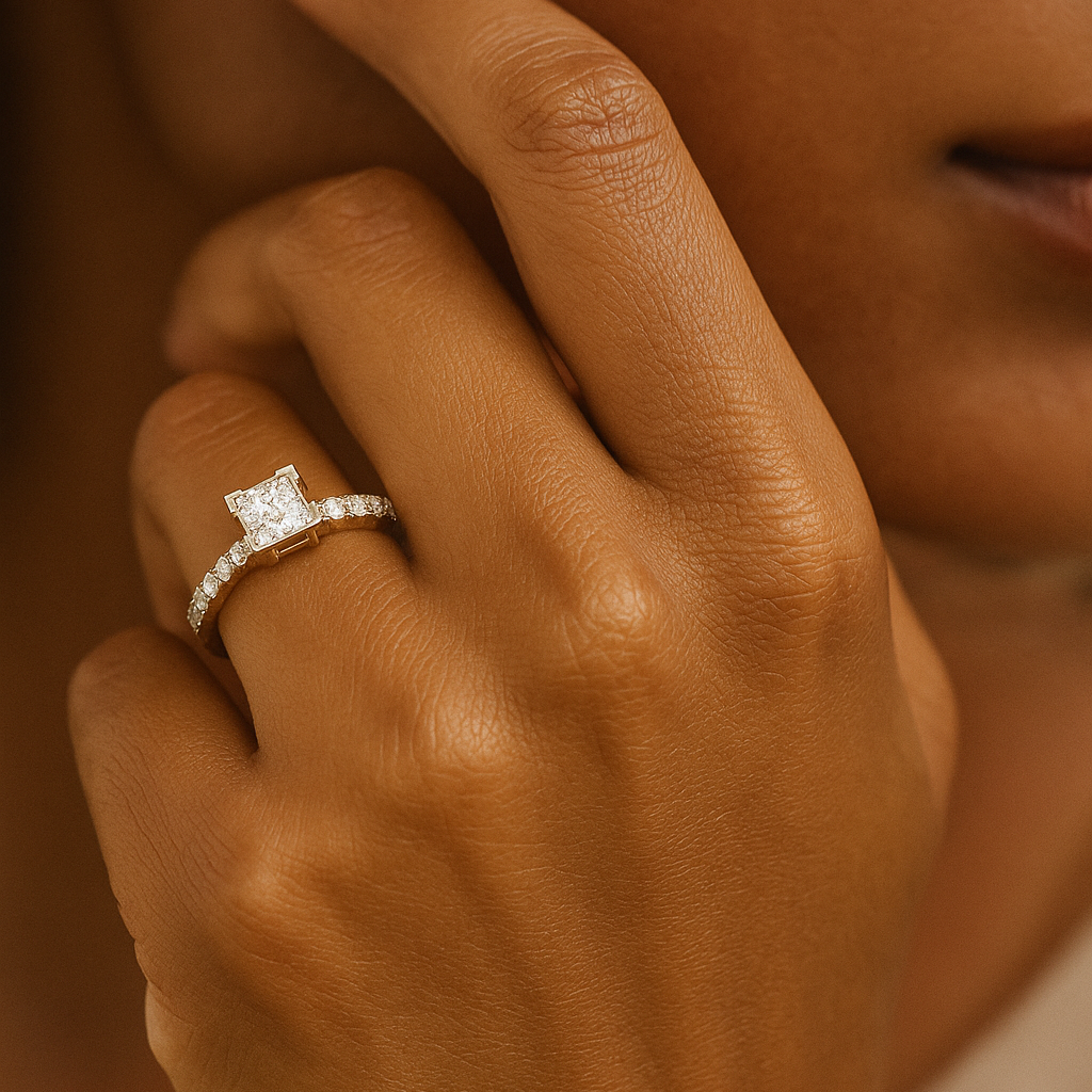 Princess Cut Pavé Solitaire