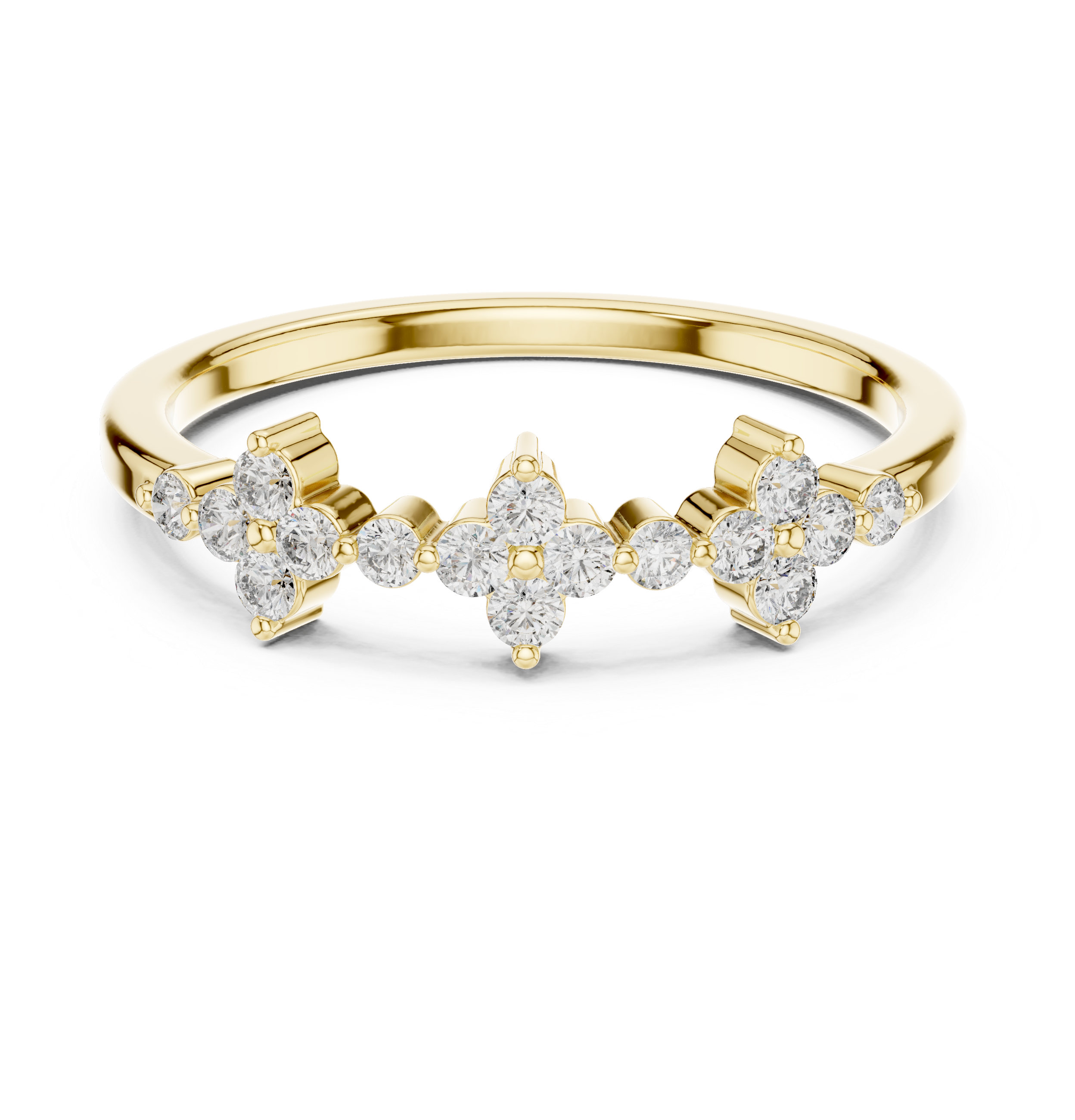 Curved Diamond Cluster Ring