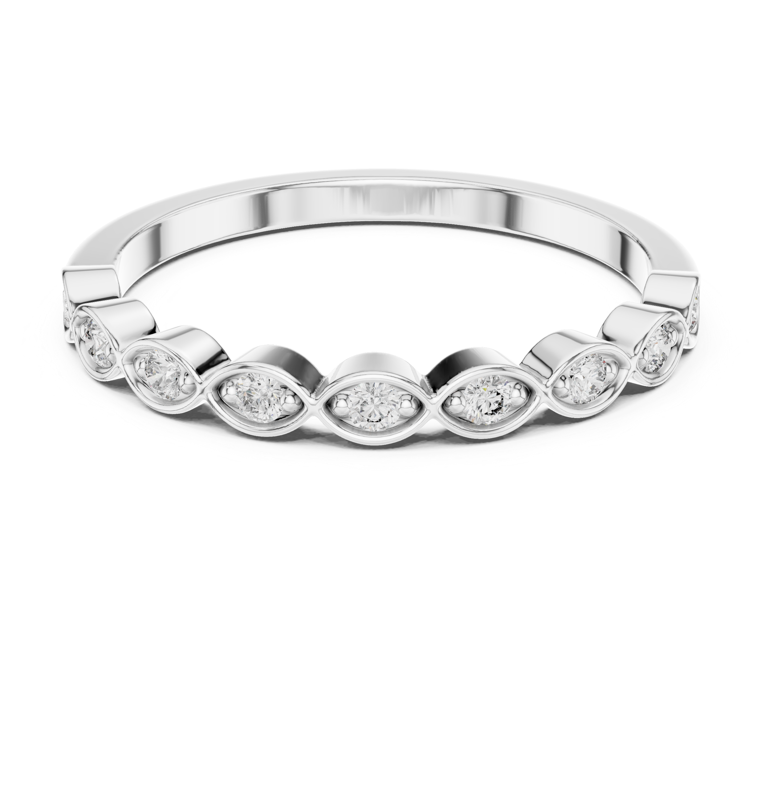 Marquise-Station Bezel Diamond Band