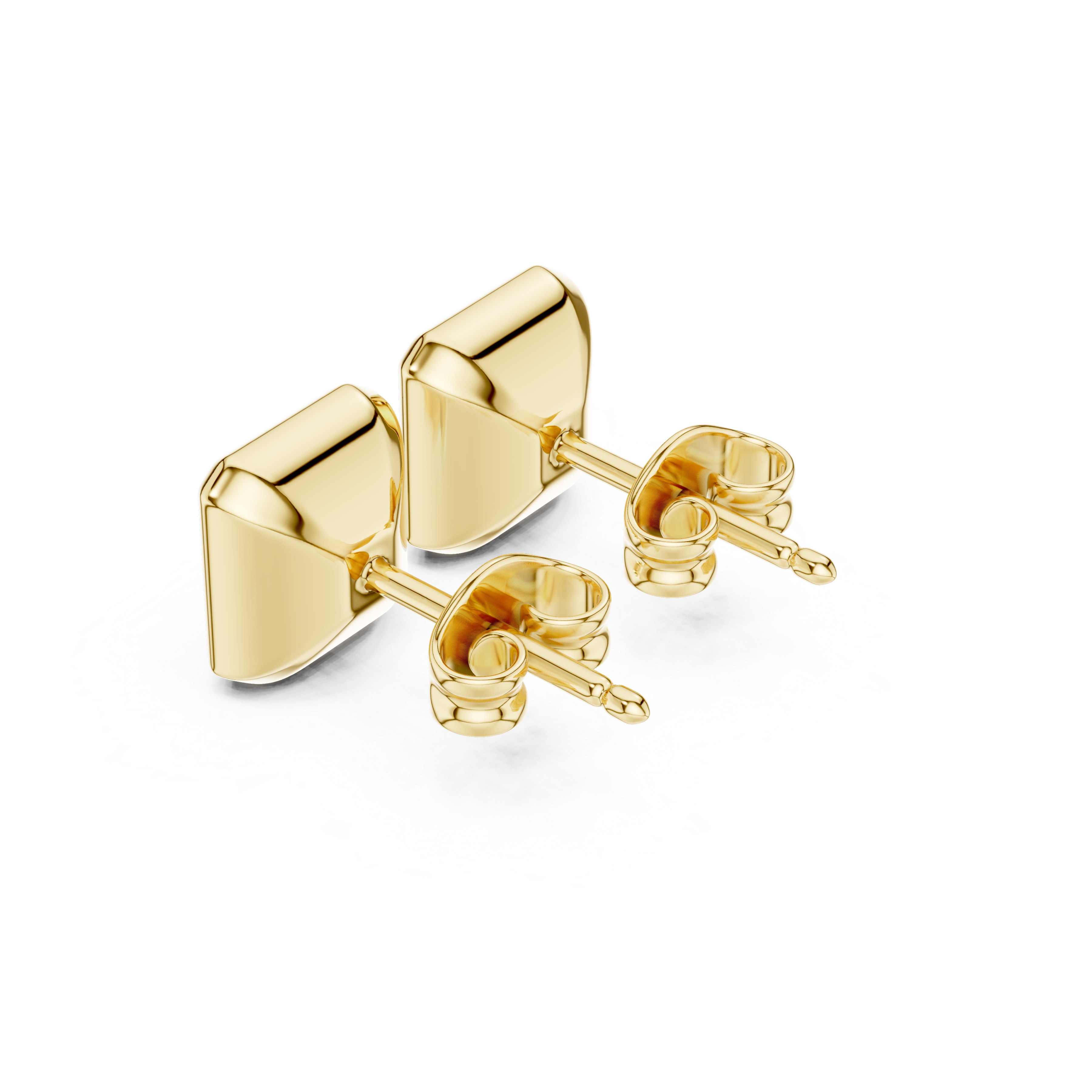 Muur Atelier Solid Gold Modern Radiant Cut Bezel Solitaire Diamond Studs