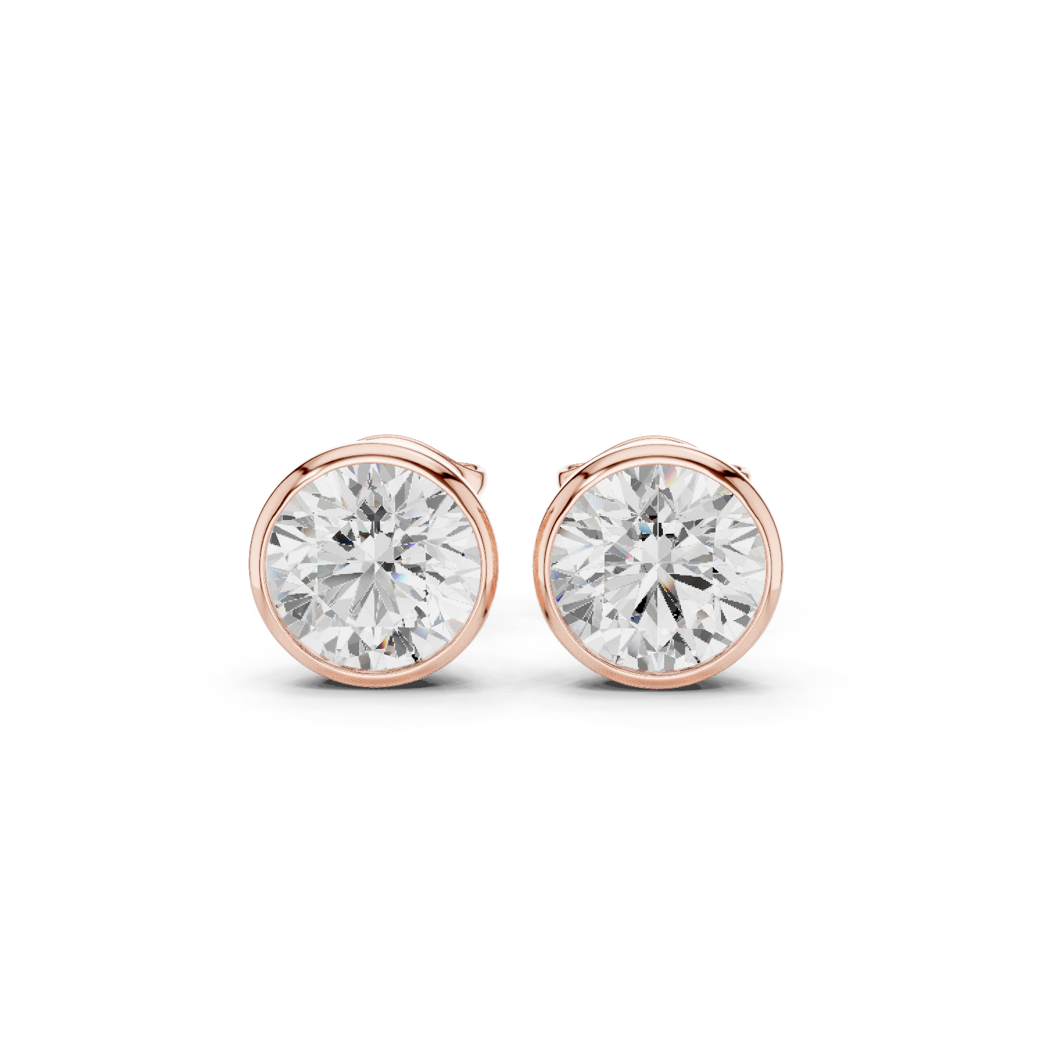 Muur Atelier Solid Gold Modern Round Cut Bezel Solitaire Diamond Studs