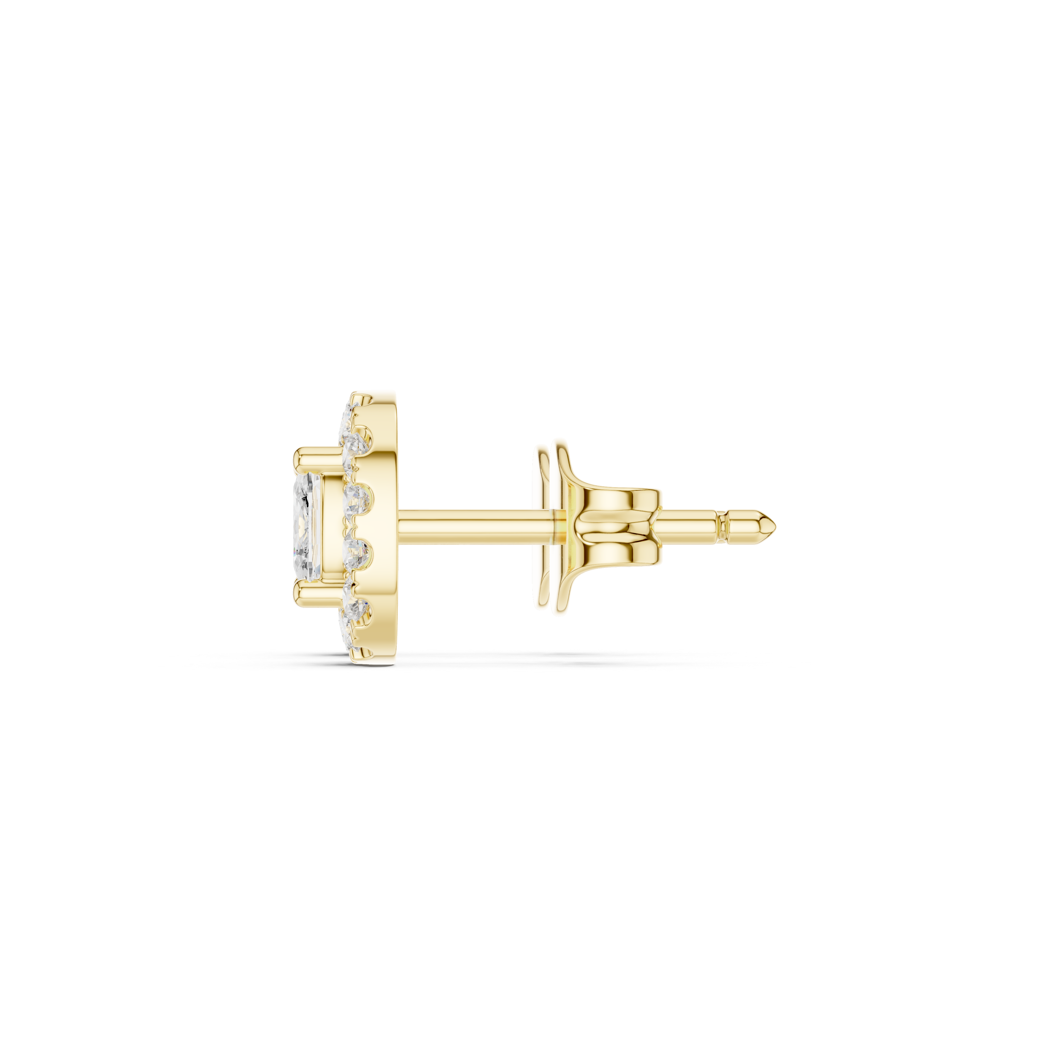 Muur Atelier Solid Gold Modern Radiant Cut Halo Diamond Studs