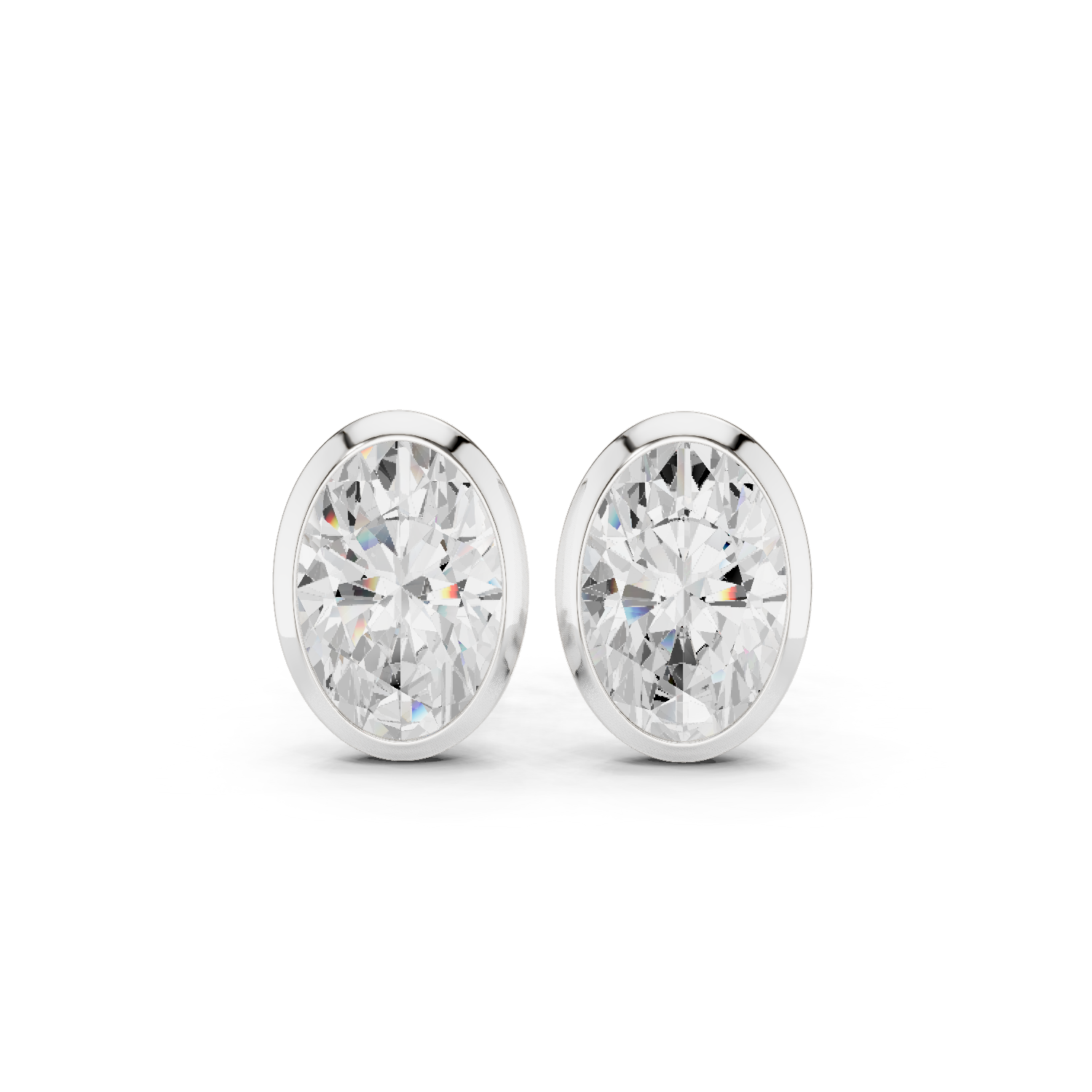 Muur Atelier Solid Gold Modern Oval Cut Bezel Solitaire Diamond Studs
