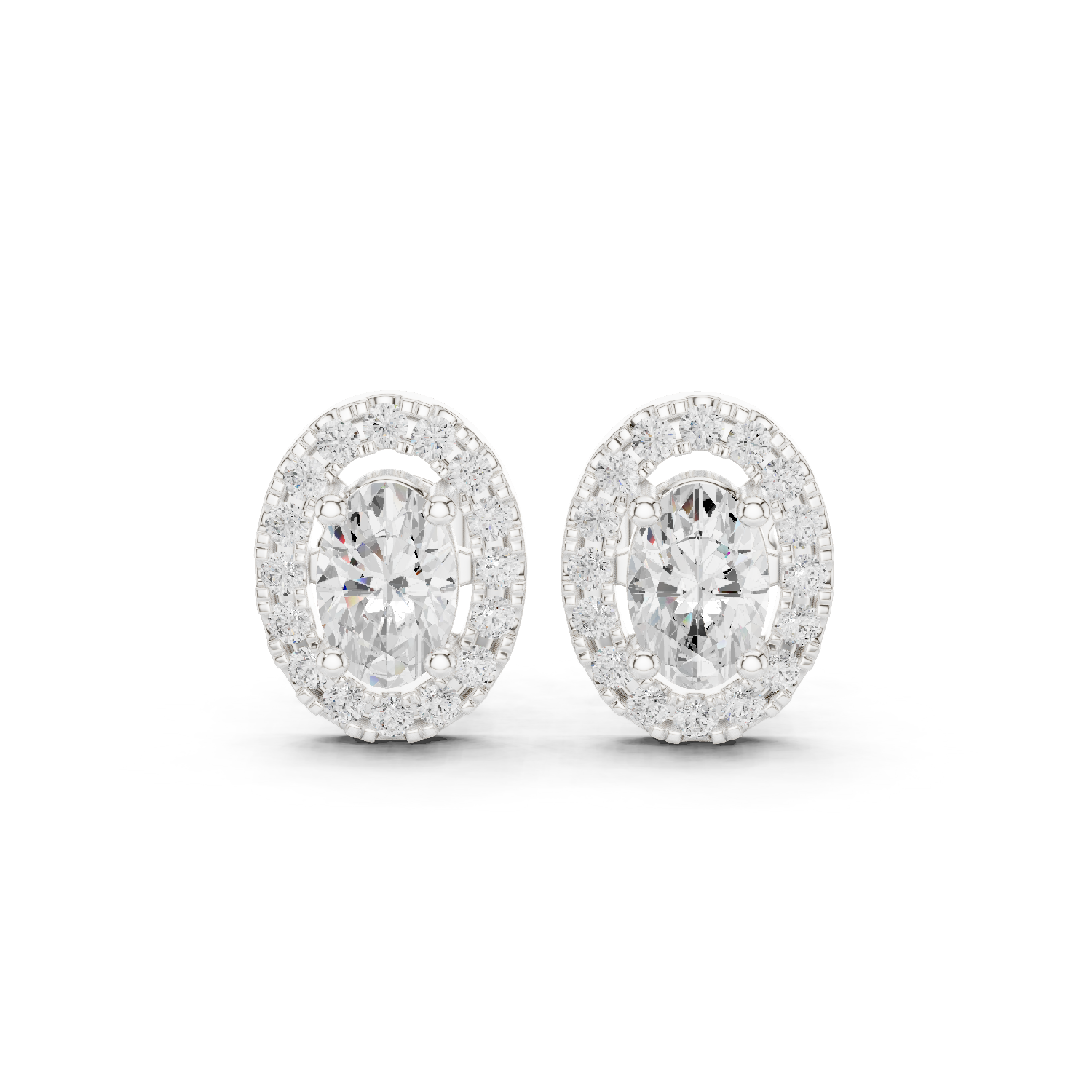 Muur Atelier Solid Gold Modern Oval Cut Diamond Halo Studs