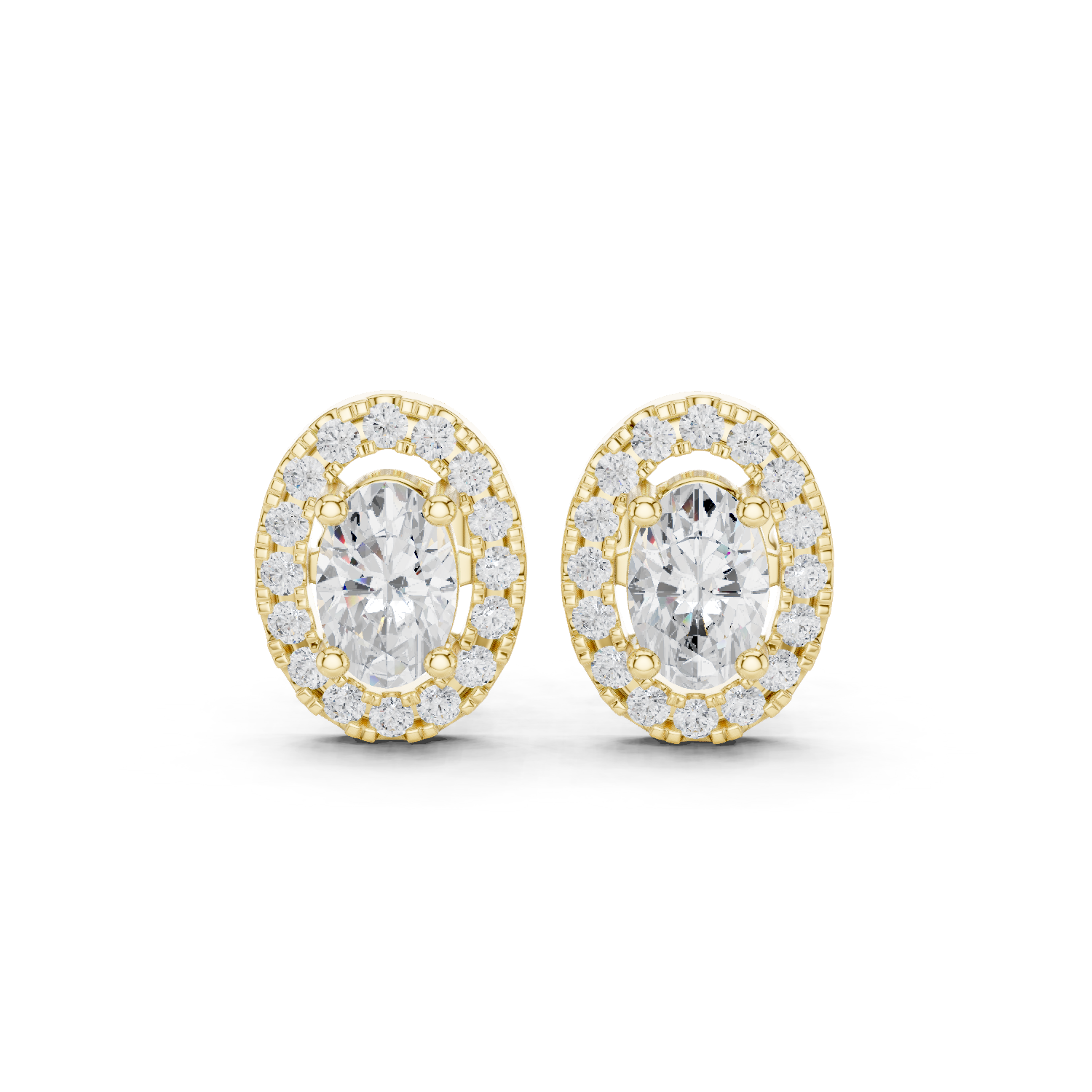 Muur Atelier Solid Gold Modern Oval Cut Diamond Halo Studs