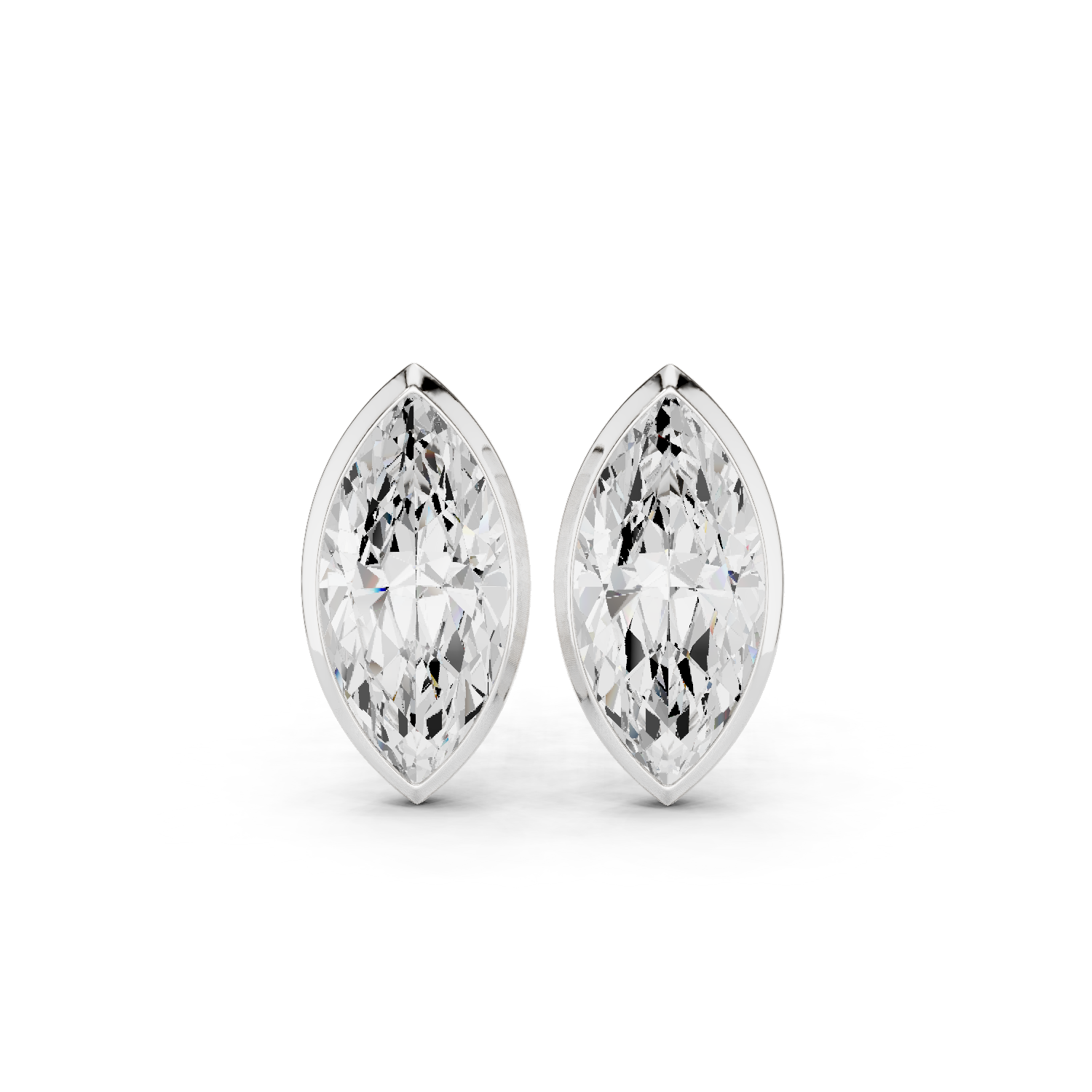 Muur Atelier Solid Gold Modern Modern Marquise Cut Bezel Solitaire Diamond Studs