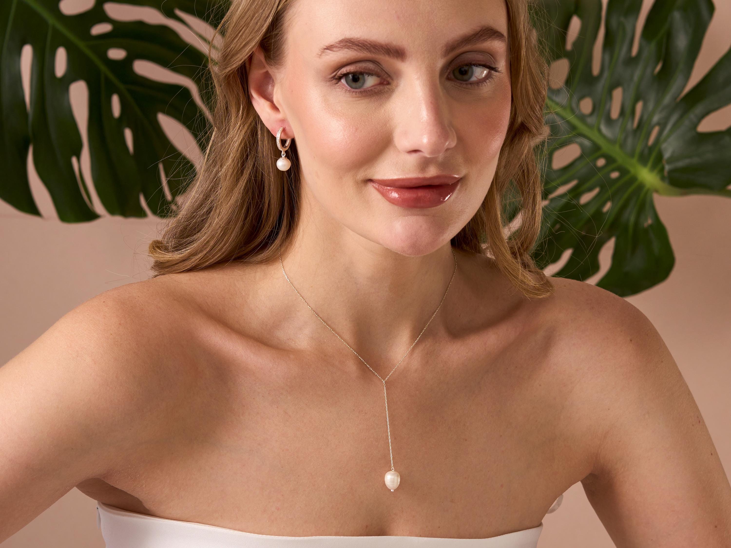 Freshwater Pearl Lariat Necklace: Sterling Silver Y Necklace