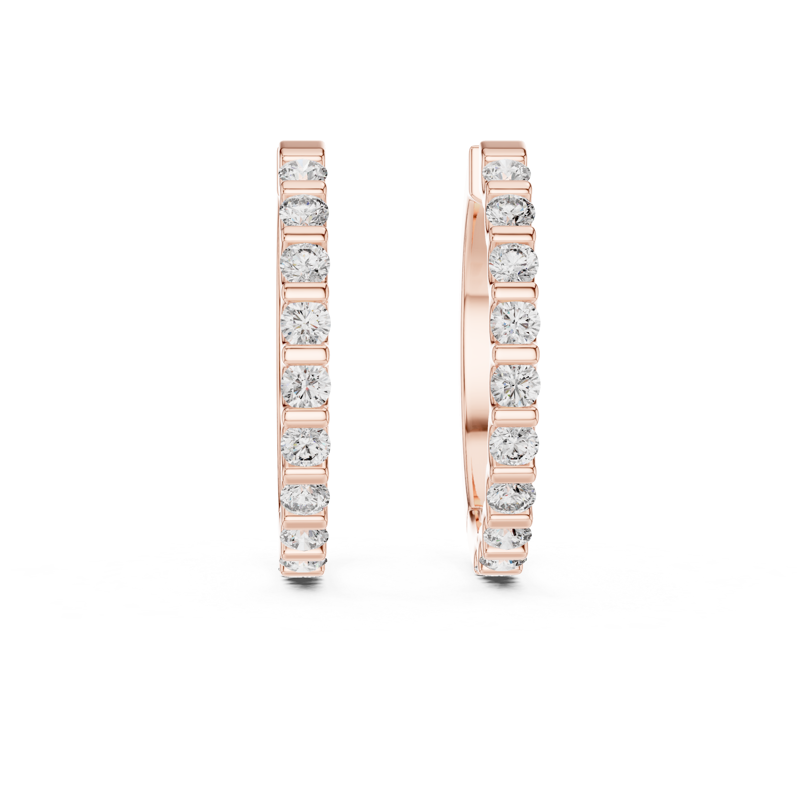 Shared Prong Round Brilliant Diamond Hoops