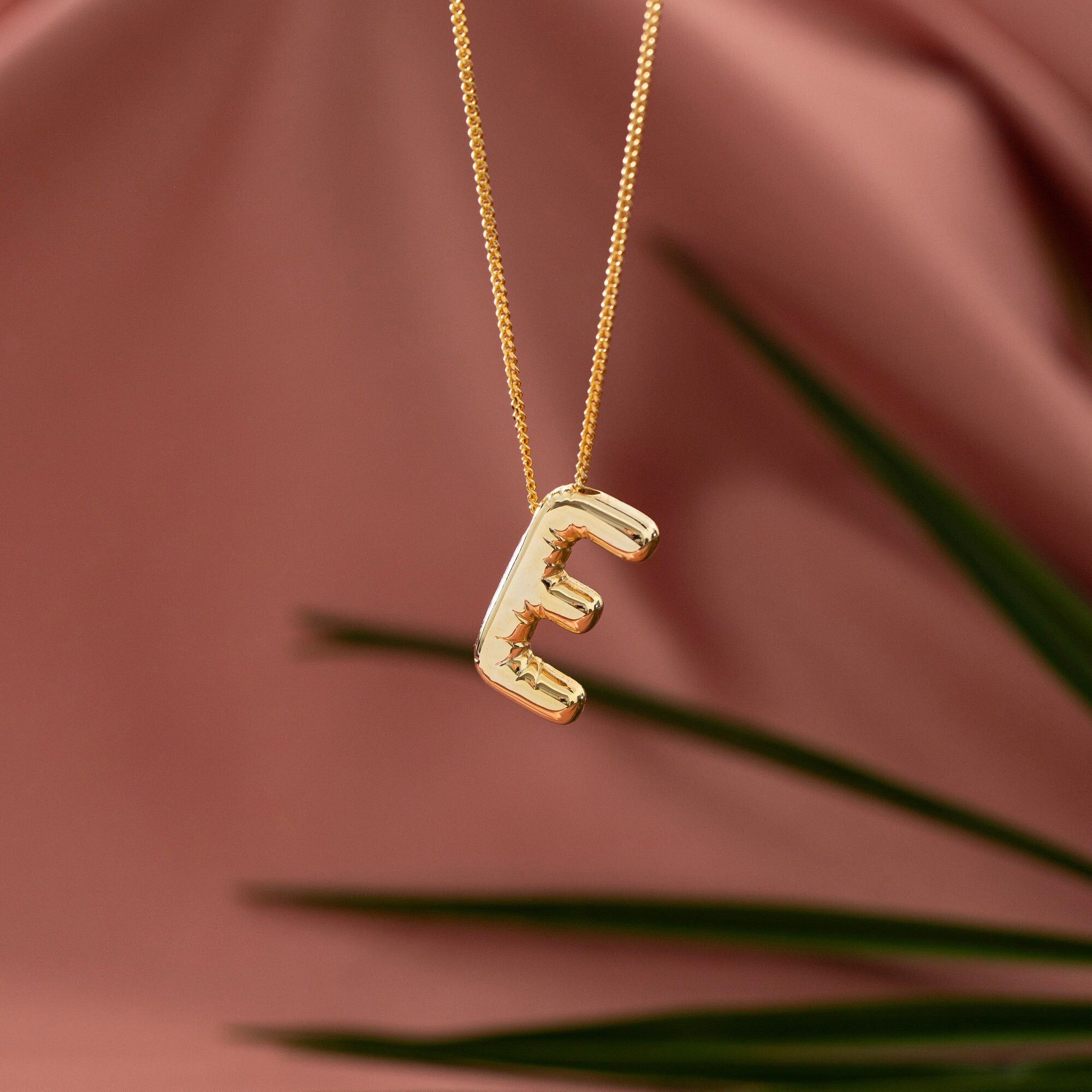 Silver Initial Necklace, Balloon Letter Jewelry
