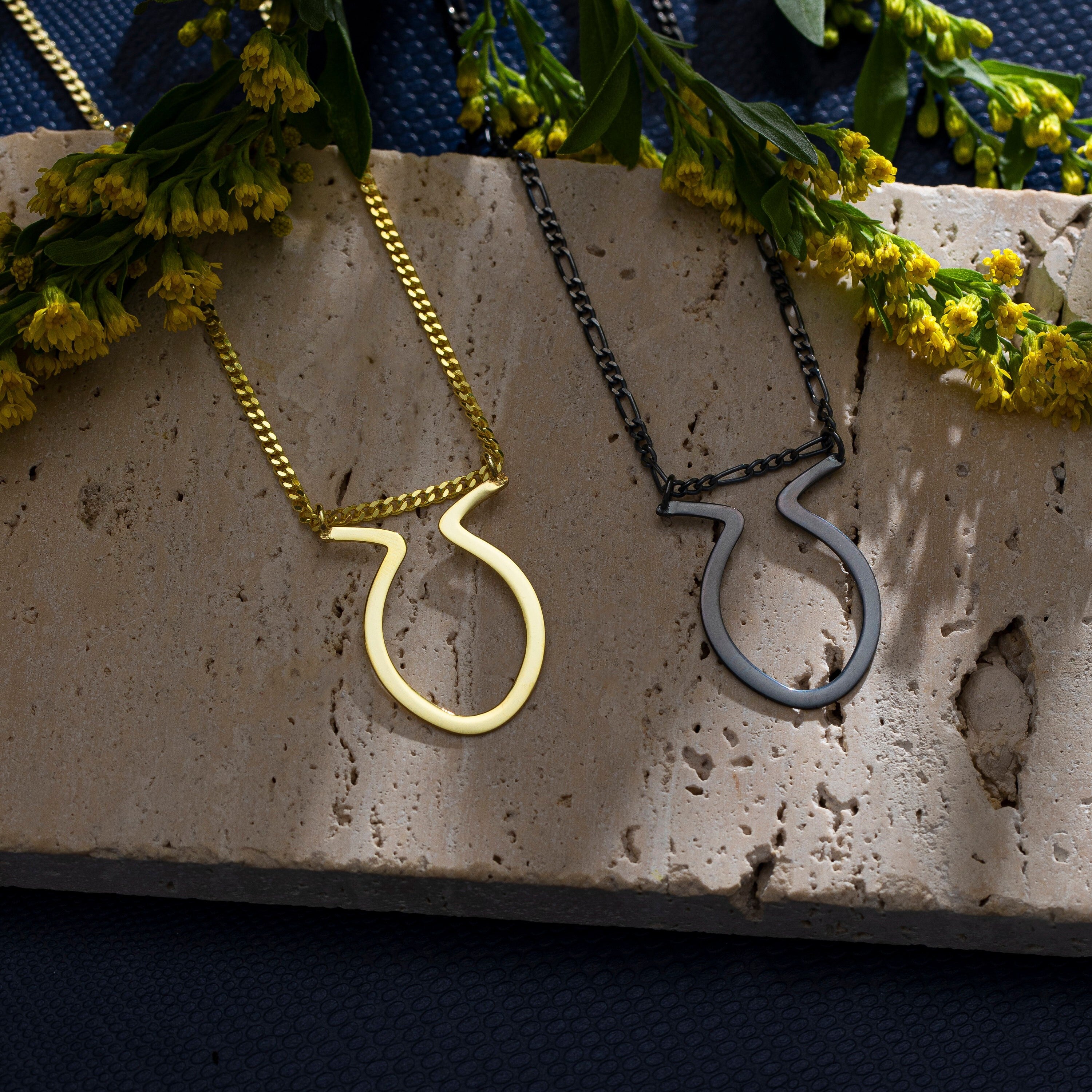Oval Horn Mens Ring Holder Necklace
