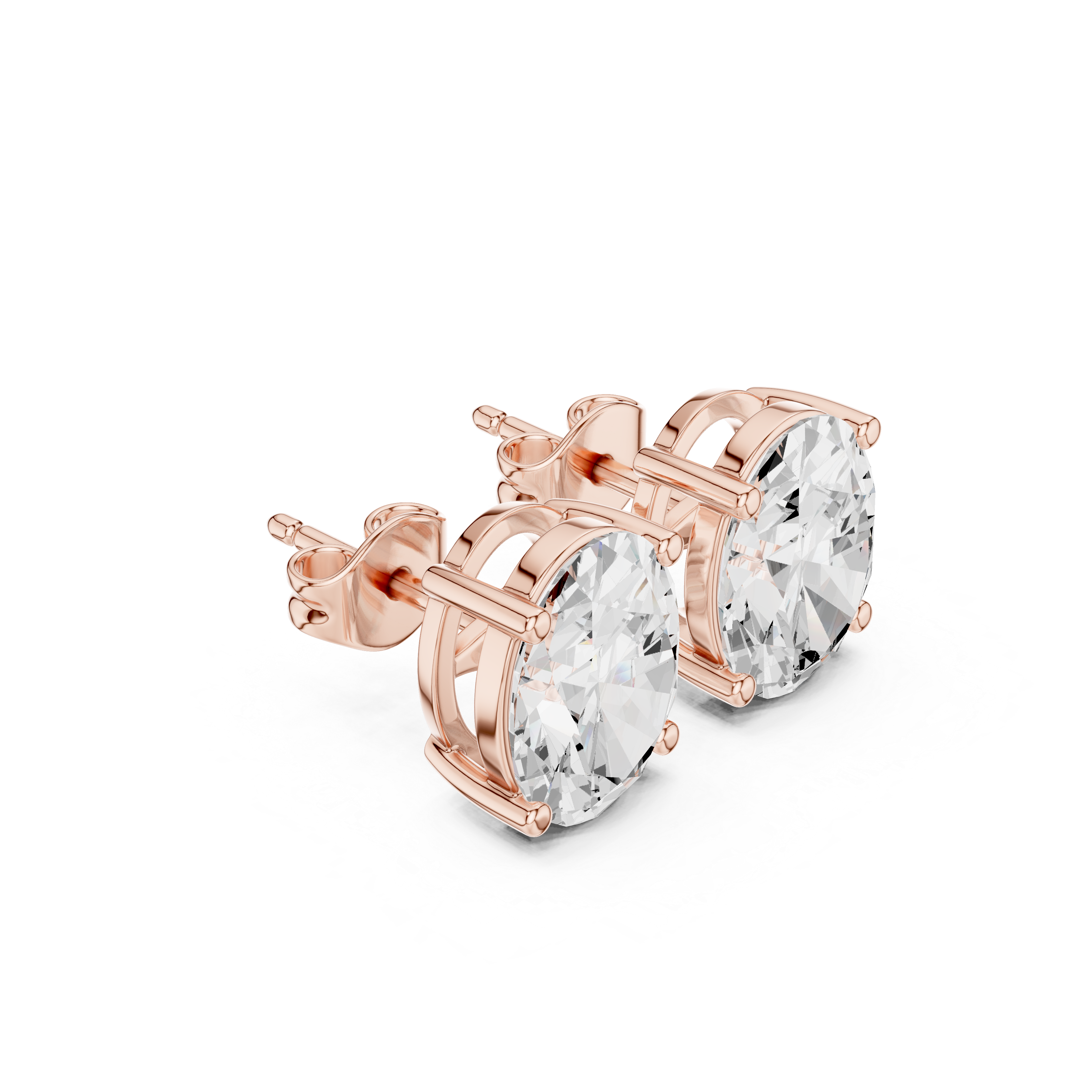 Muur Atelier Solid Gold Modern Oval Cut Diamond Tulip Basket Studs