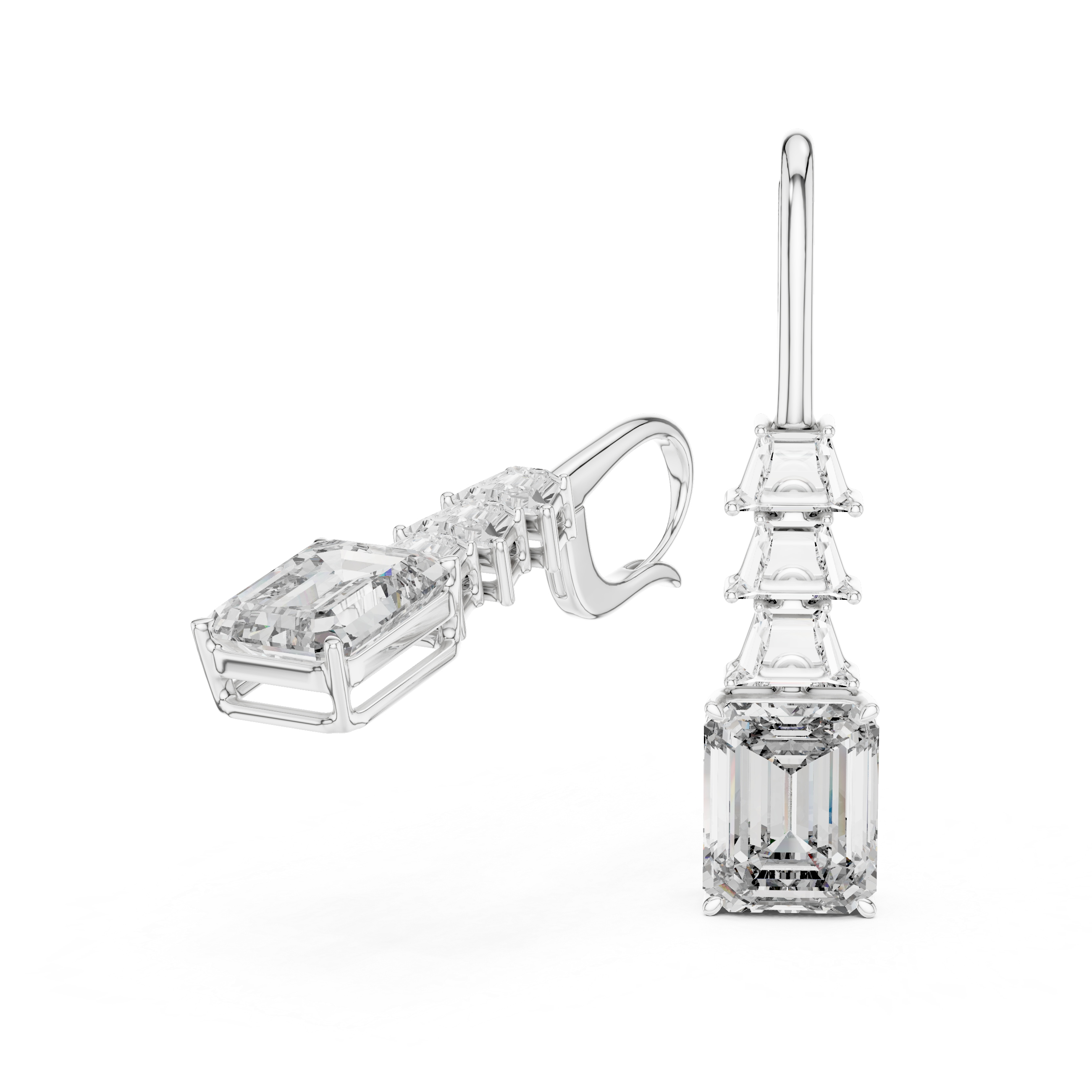 Muur Atelier Solid Gold Emerald & Trapezoid Cut Linear Drop Earrings