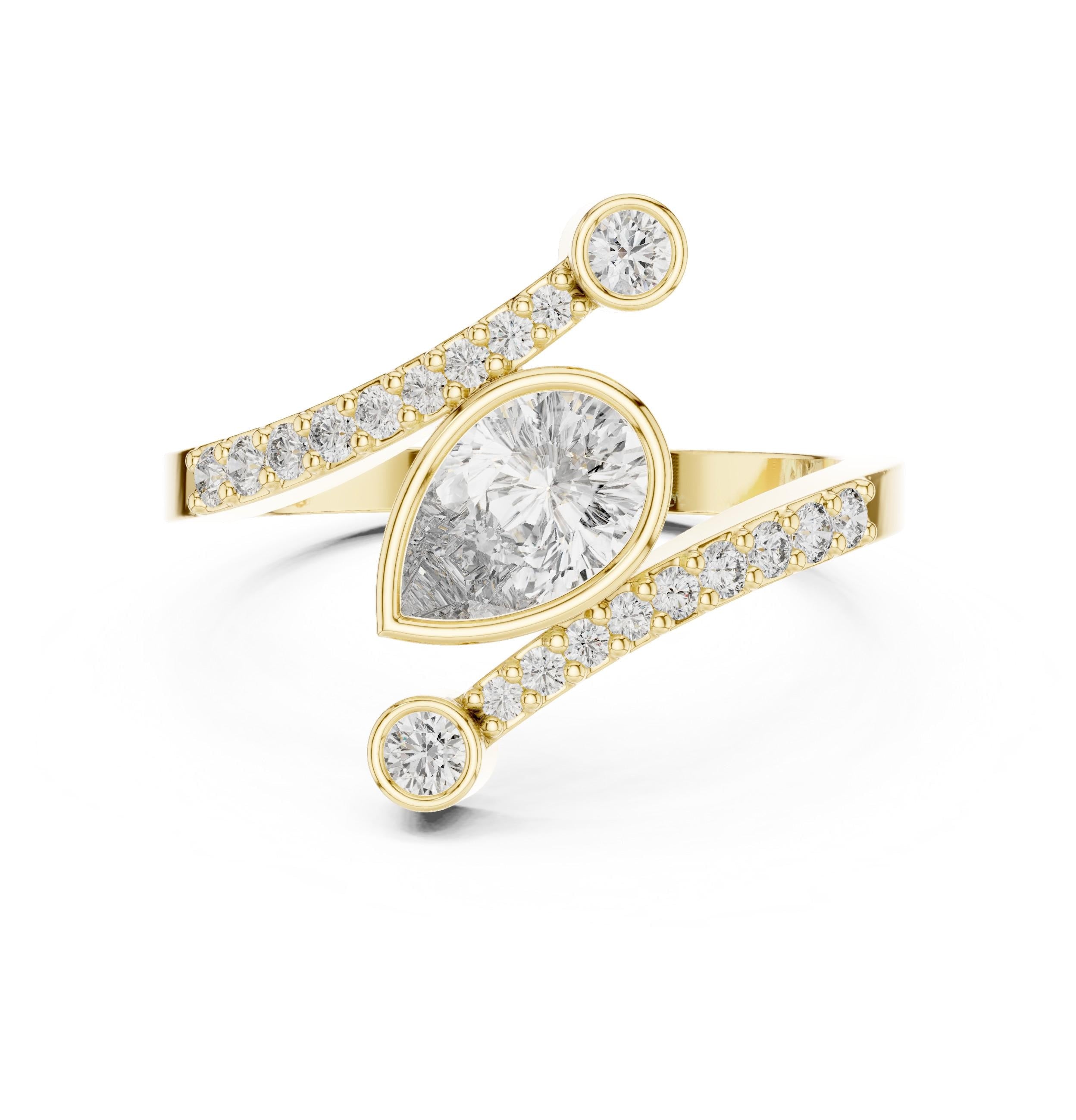 Pear and Round Diamond Bypass Ring